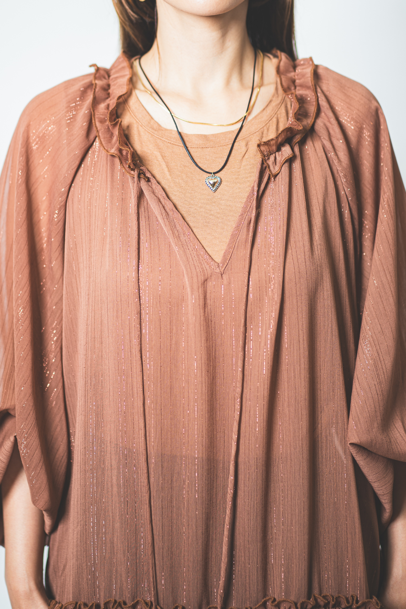 【Suu×SAAAGE boutique】ラメシアーワンピース Brown