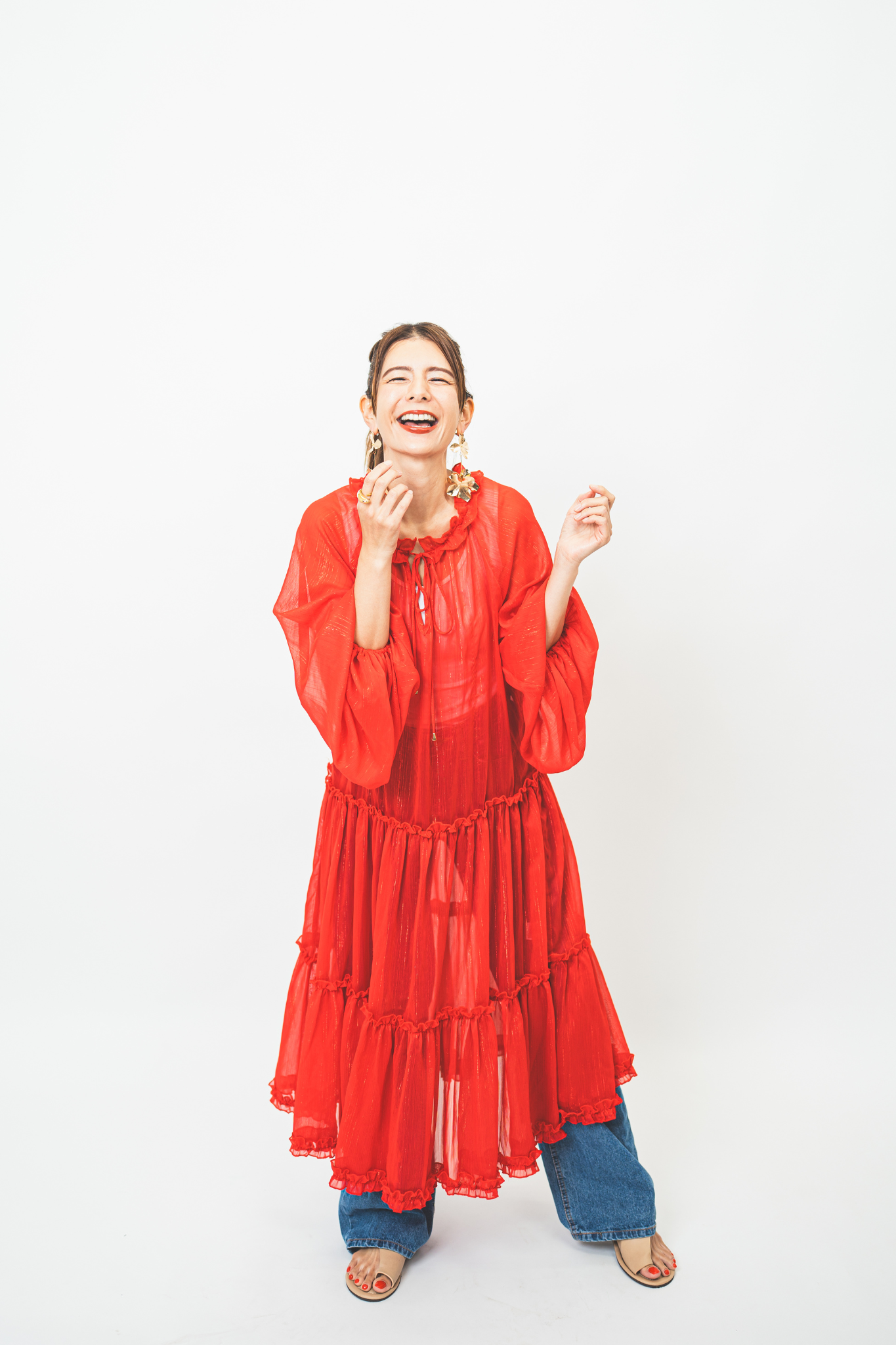 【Suu×SAAAGE boutique】ラメシアーワンピース Red