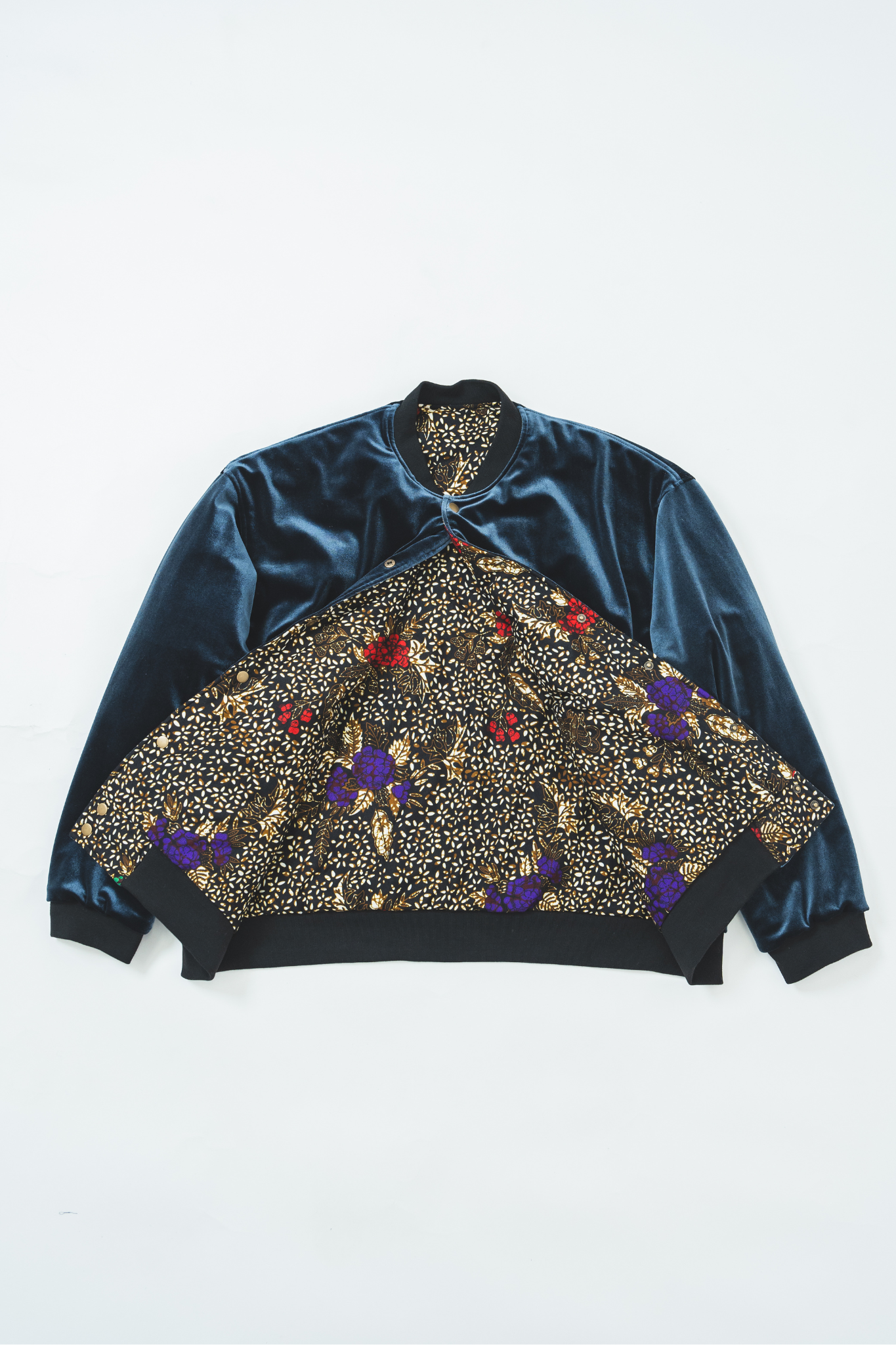 【moyan ecri×StyleReborn】AFRICA REVERSIBLE VELOUR BLOUSON Black Beauty