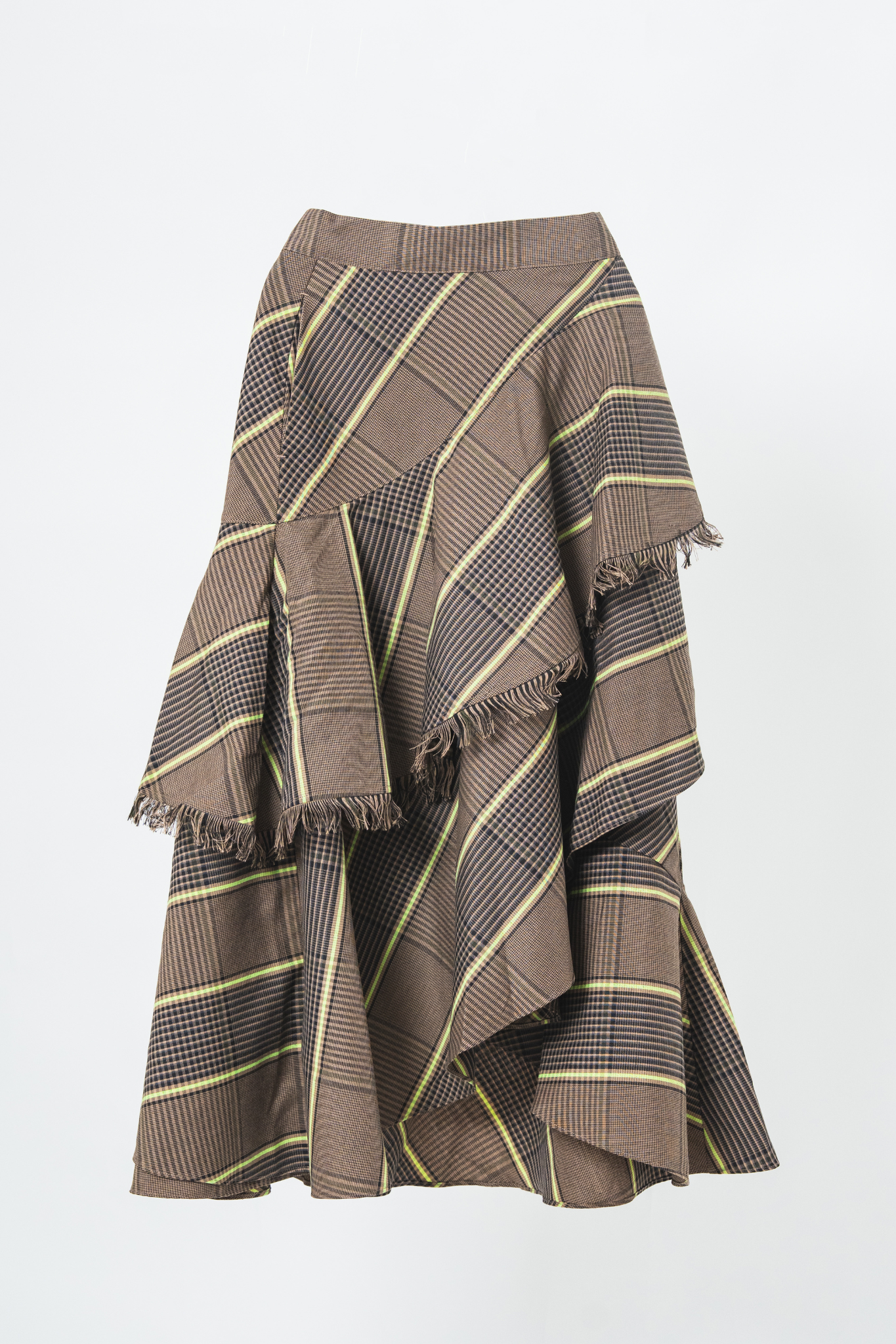 【moyan ecri× StyleReborn】Asymmetry Tiered Check Skirt