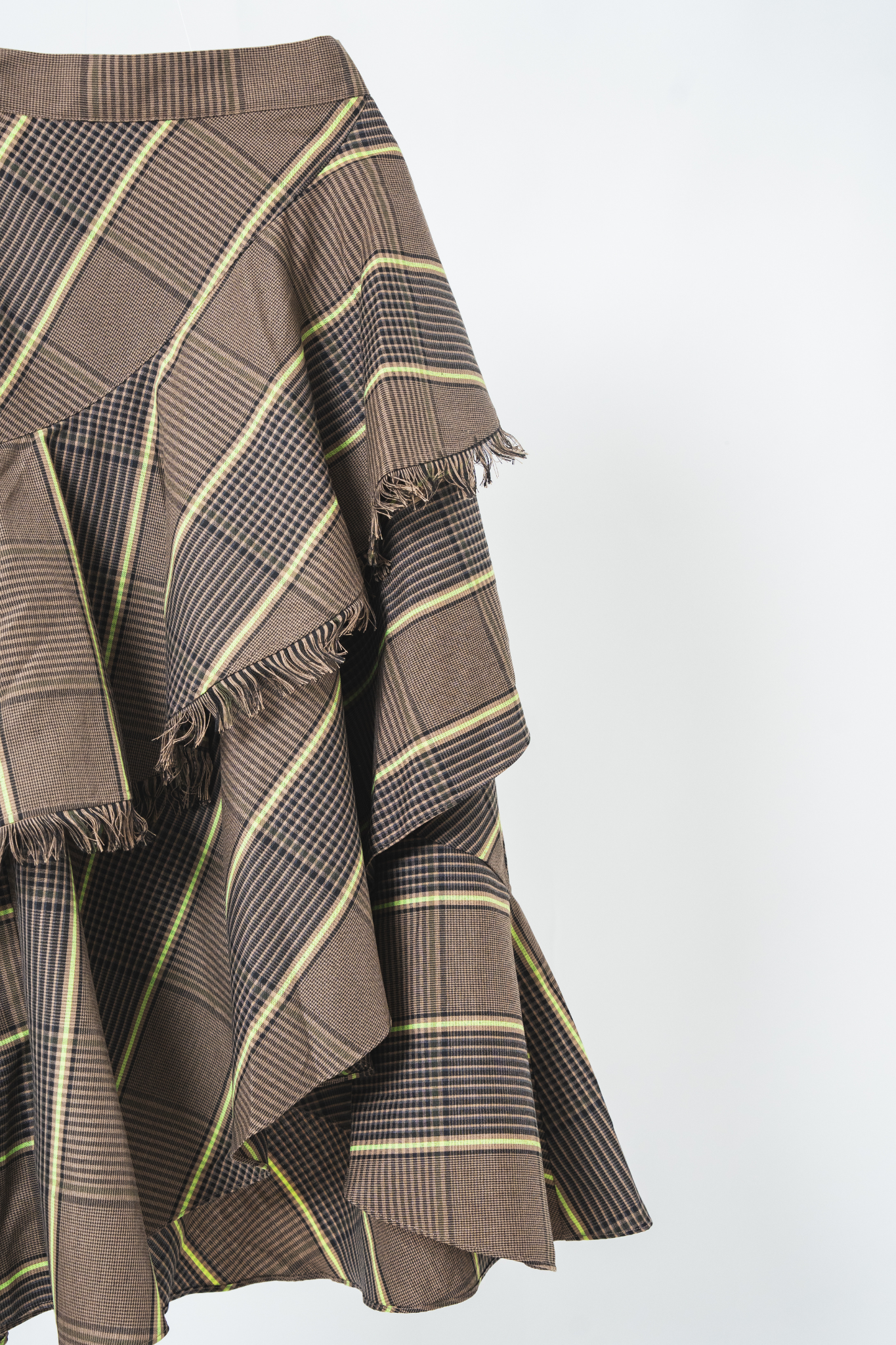 【moyan ecri× StyleReborn】Asymmetry Tiered Check Skirt