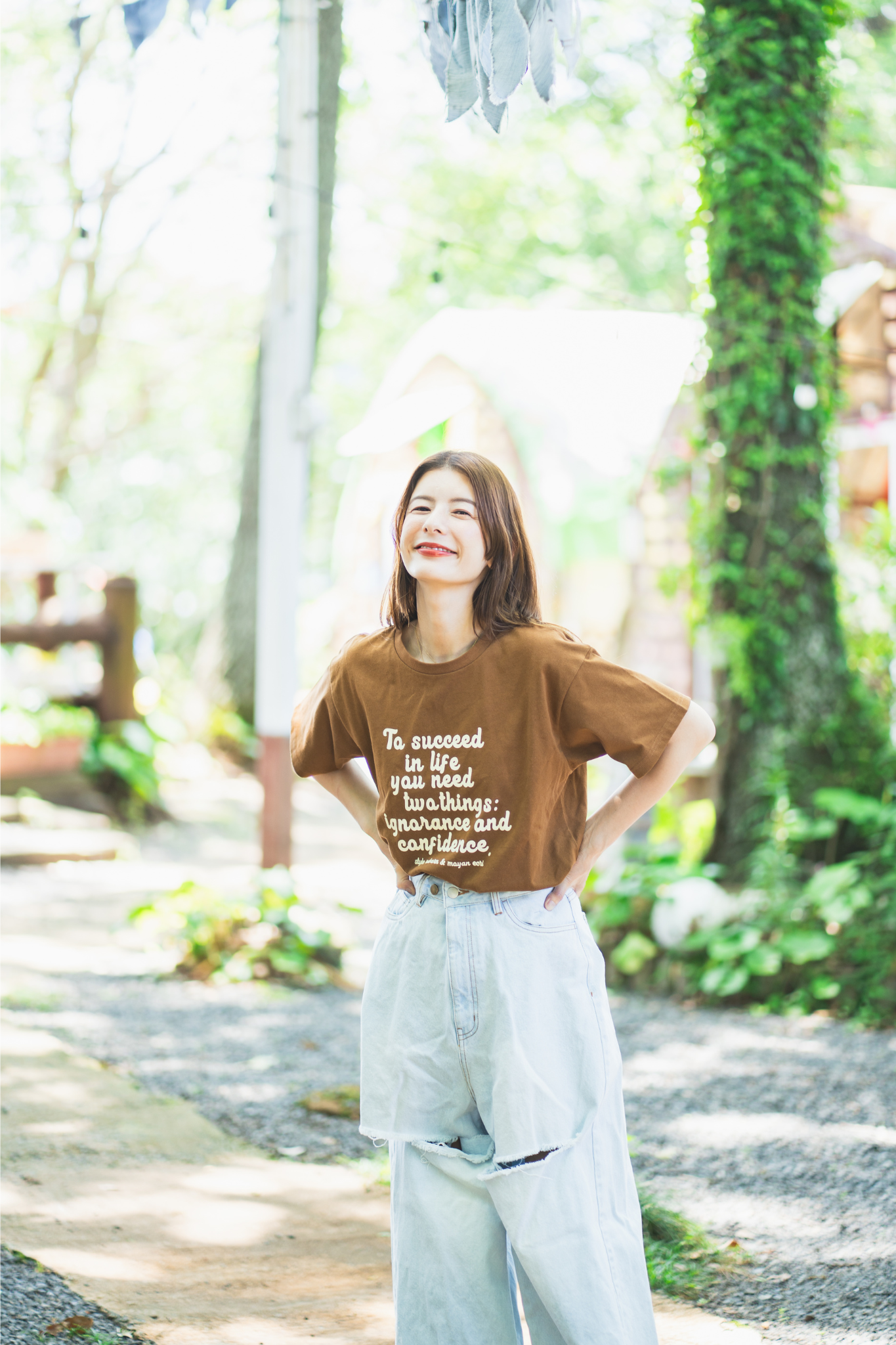 【moyan ecri× StyleReborn】Message T-shirts Brown