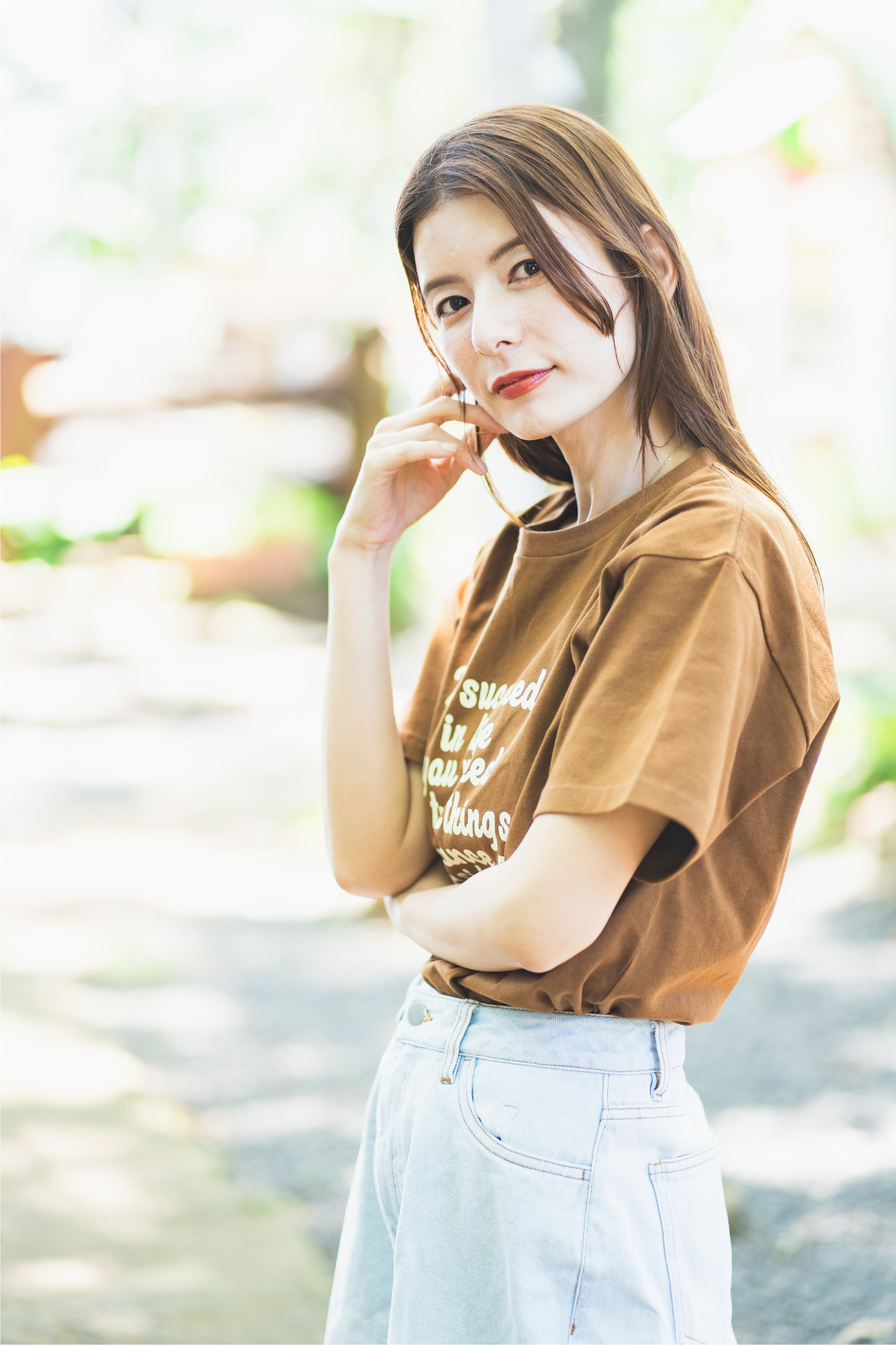 【moyan ecri× StyleReborn】Message T-shirts Brown