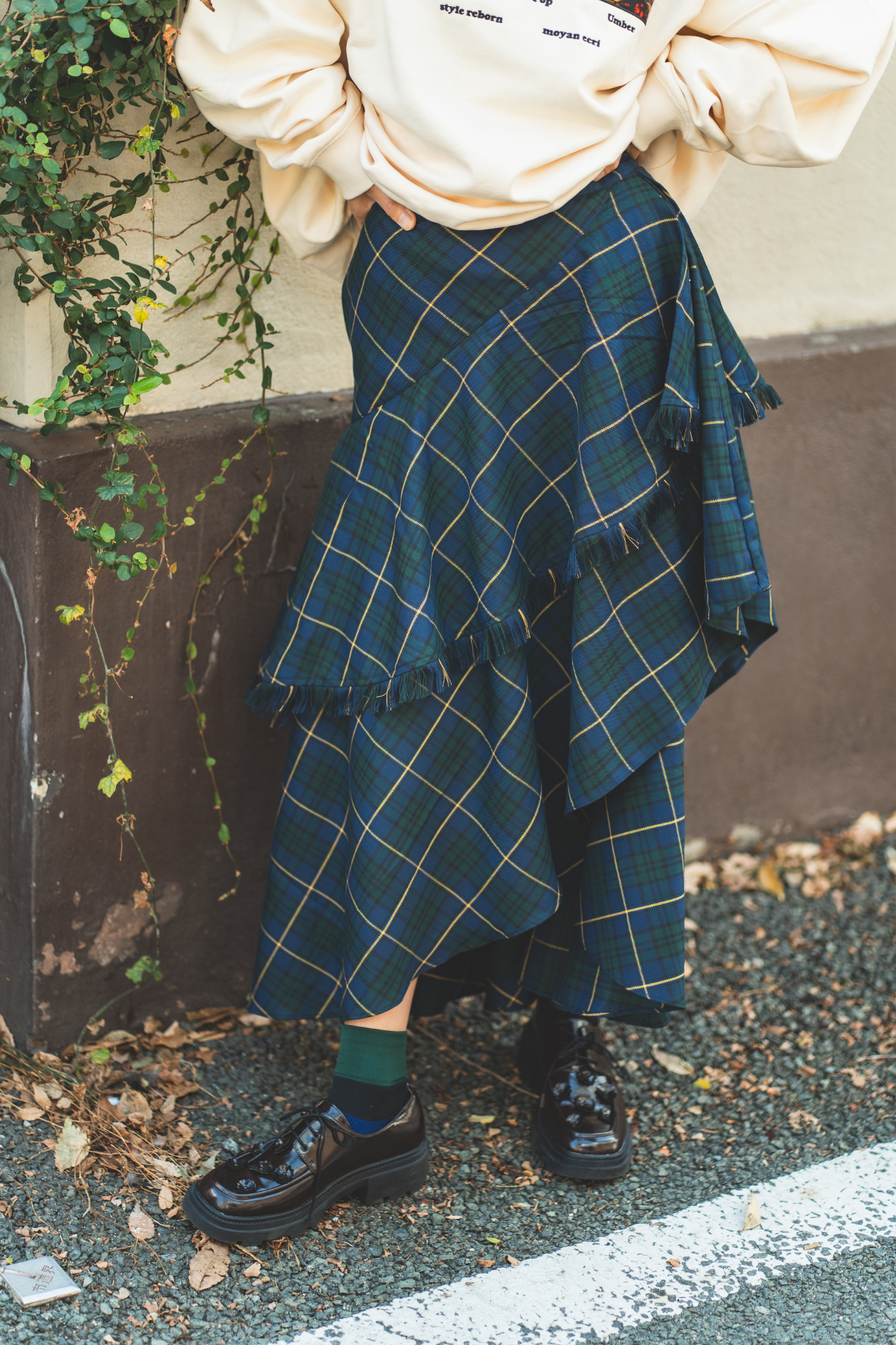 【moyan ecri× StyleReborn】Asymmetry Tiered Check Skirt