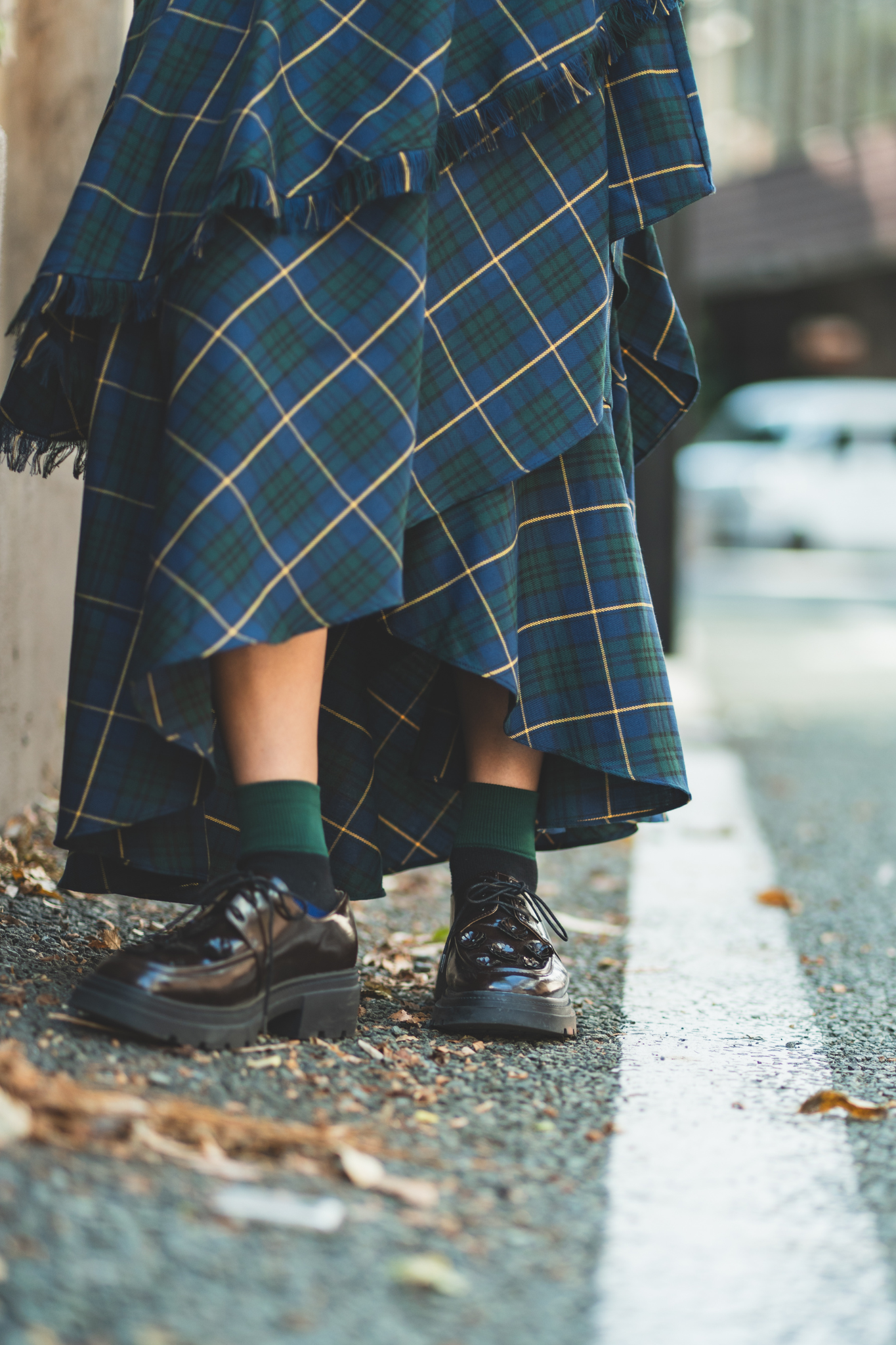 【moyan ecri× StyleReborn】Asymmetry Tiered Check Skirt