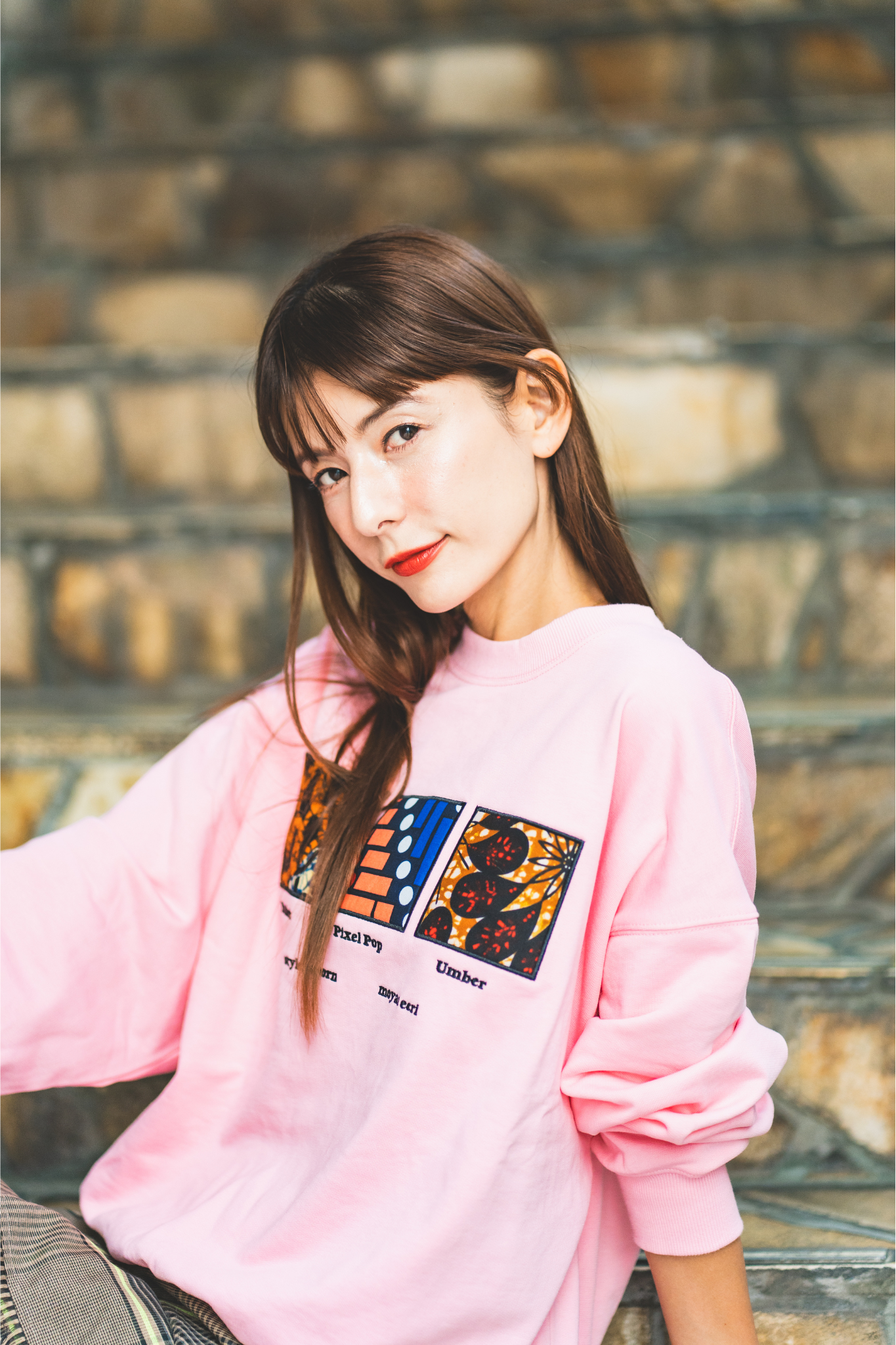 【moyan ecri× StyleReborn】フロントスクエアパッチ刺繍裏毛POJ