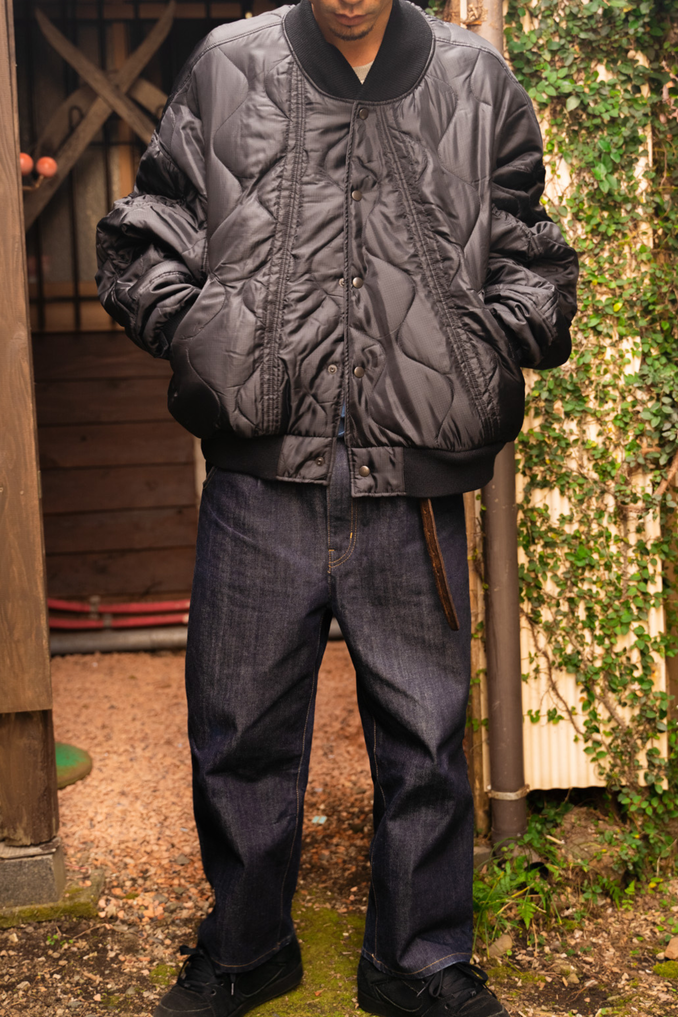 【REMAKEBYK×StyleReborn】Remake Quilting Stadium Jumper Black