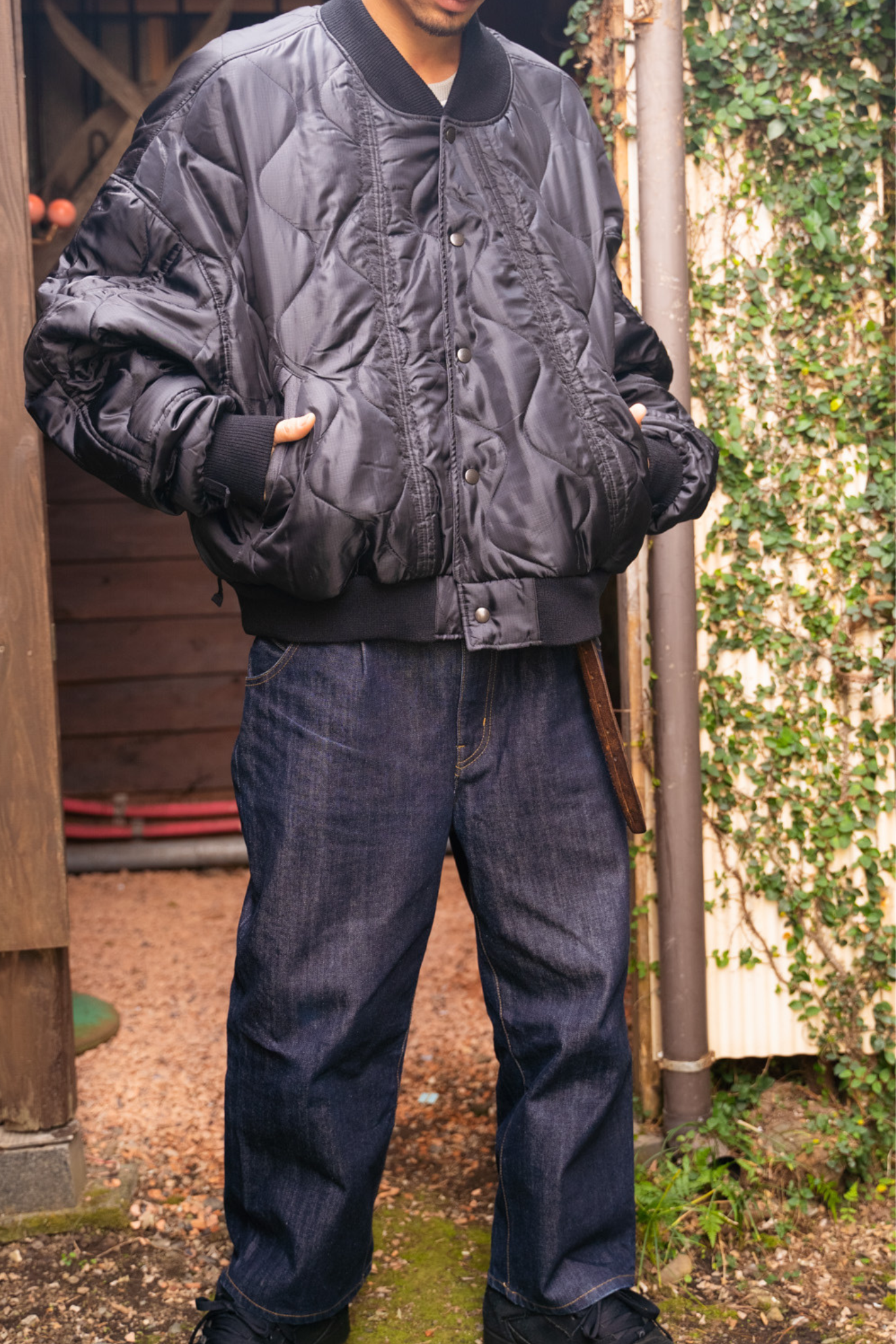 【REMAKEBYK×StyleReborn】Remake Quilting Stadium Jumper Black