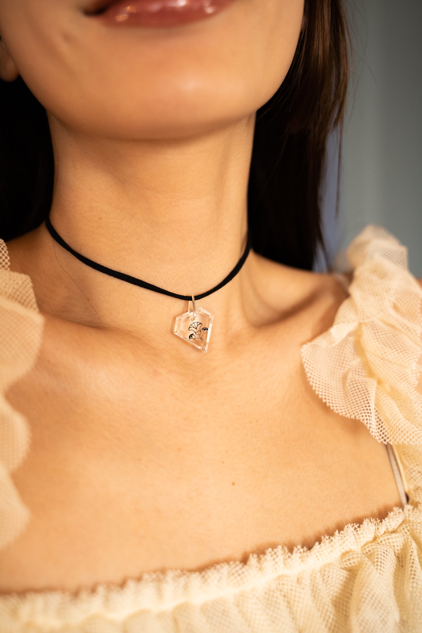 【nanan bijouxxx×StyleReborn】Symbol On Crystal Necklace PU×Black