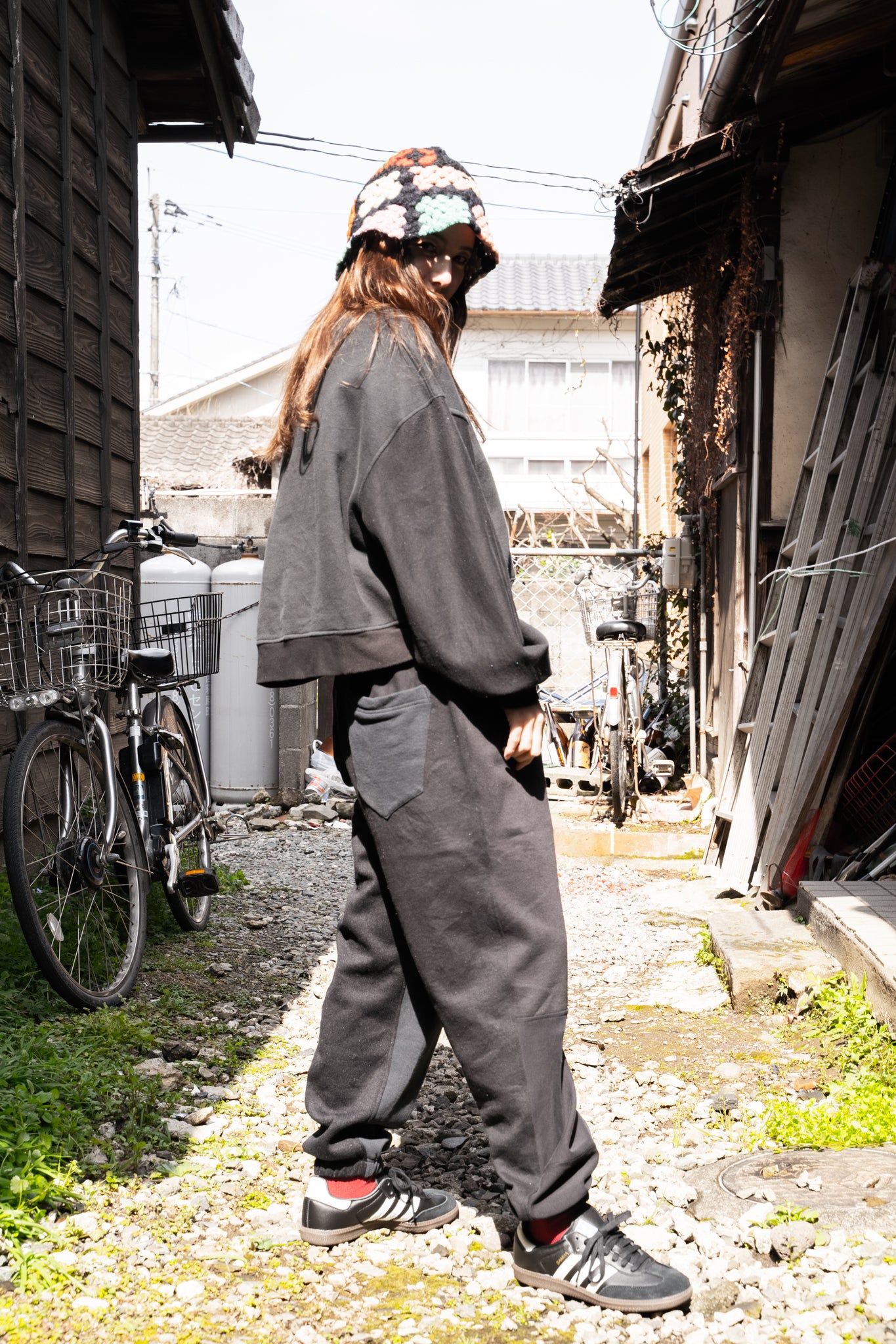 【REMAKEBYK×StyleReborn】Remake Cropped Sweat setup Light Gray