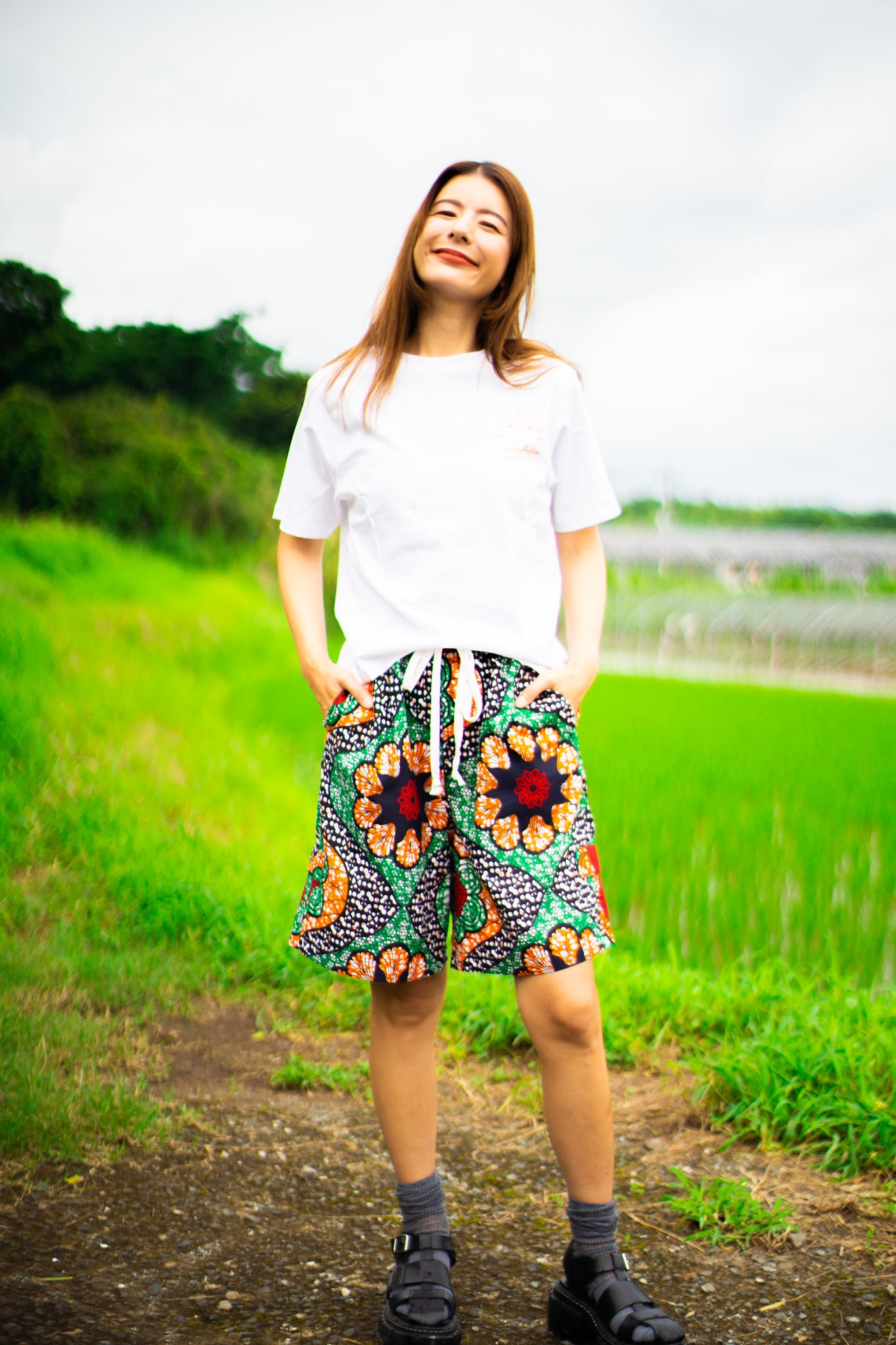 【moyan ecri× StyleReborn】【Kids L-size】パッチ刺繍 T-Shirt Helianthus
