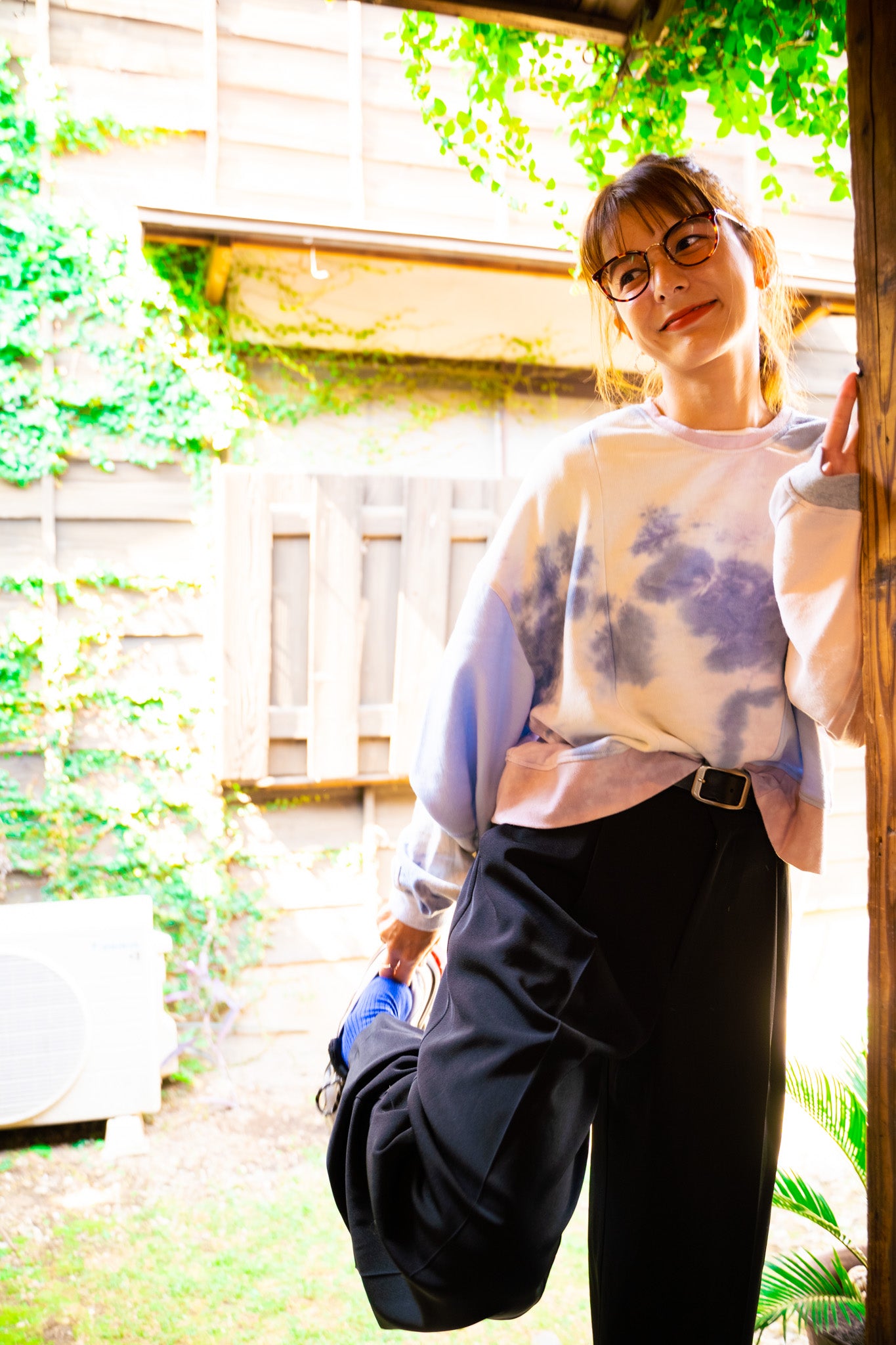 【REMAKEBYK×StyleReborn】Remake Cropped Sweat Pink &Purple Taidai