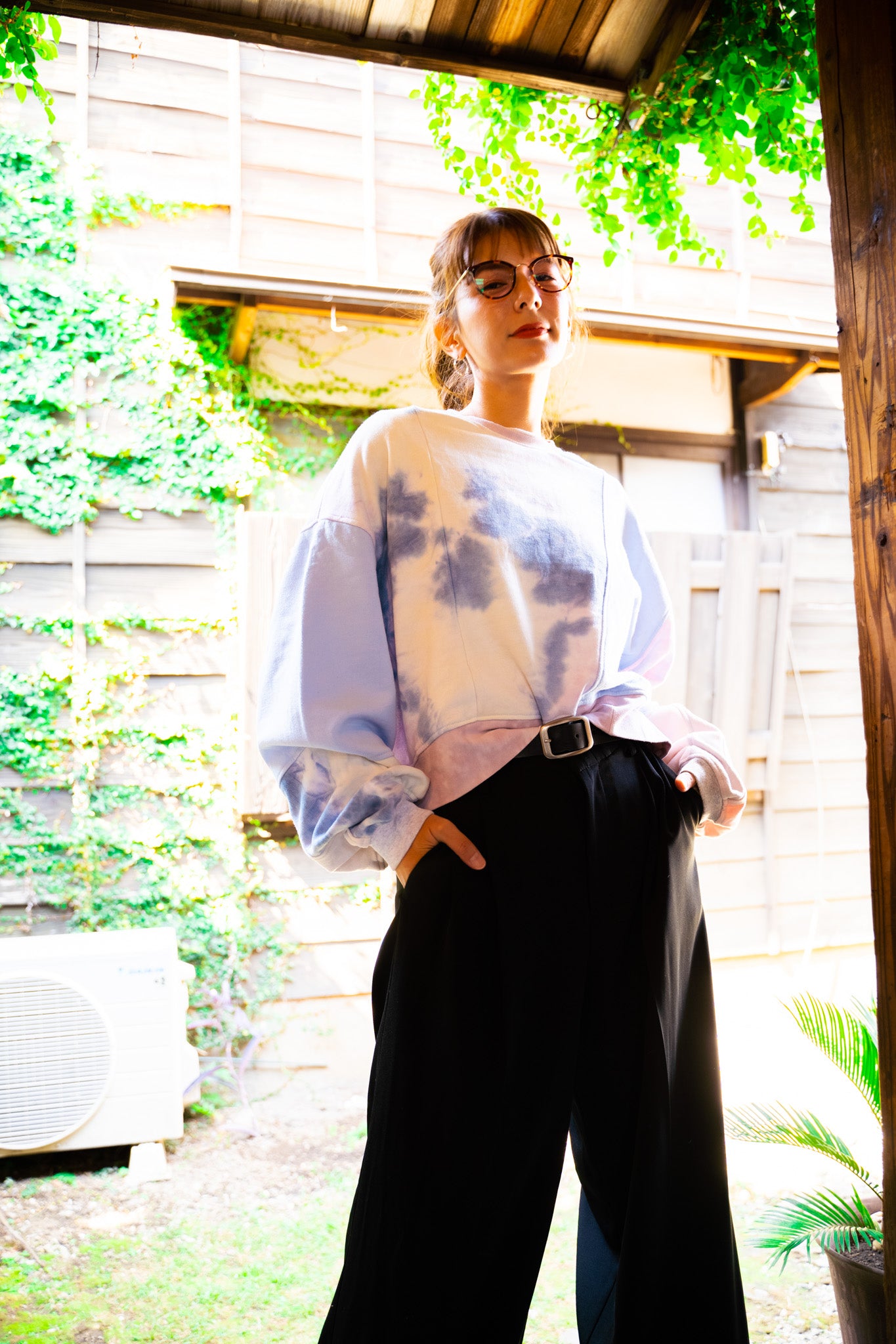 【REMAKEBYK×StyleReborn】Remake Cropped Sweat Pink &Purple Taidai