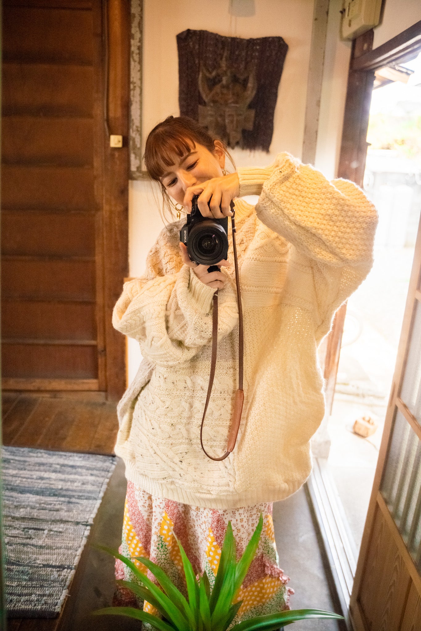 【REMAKEBYK×StyleReborn】Remake Long Fisherman Knit Sweater Ecru×Beige