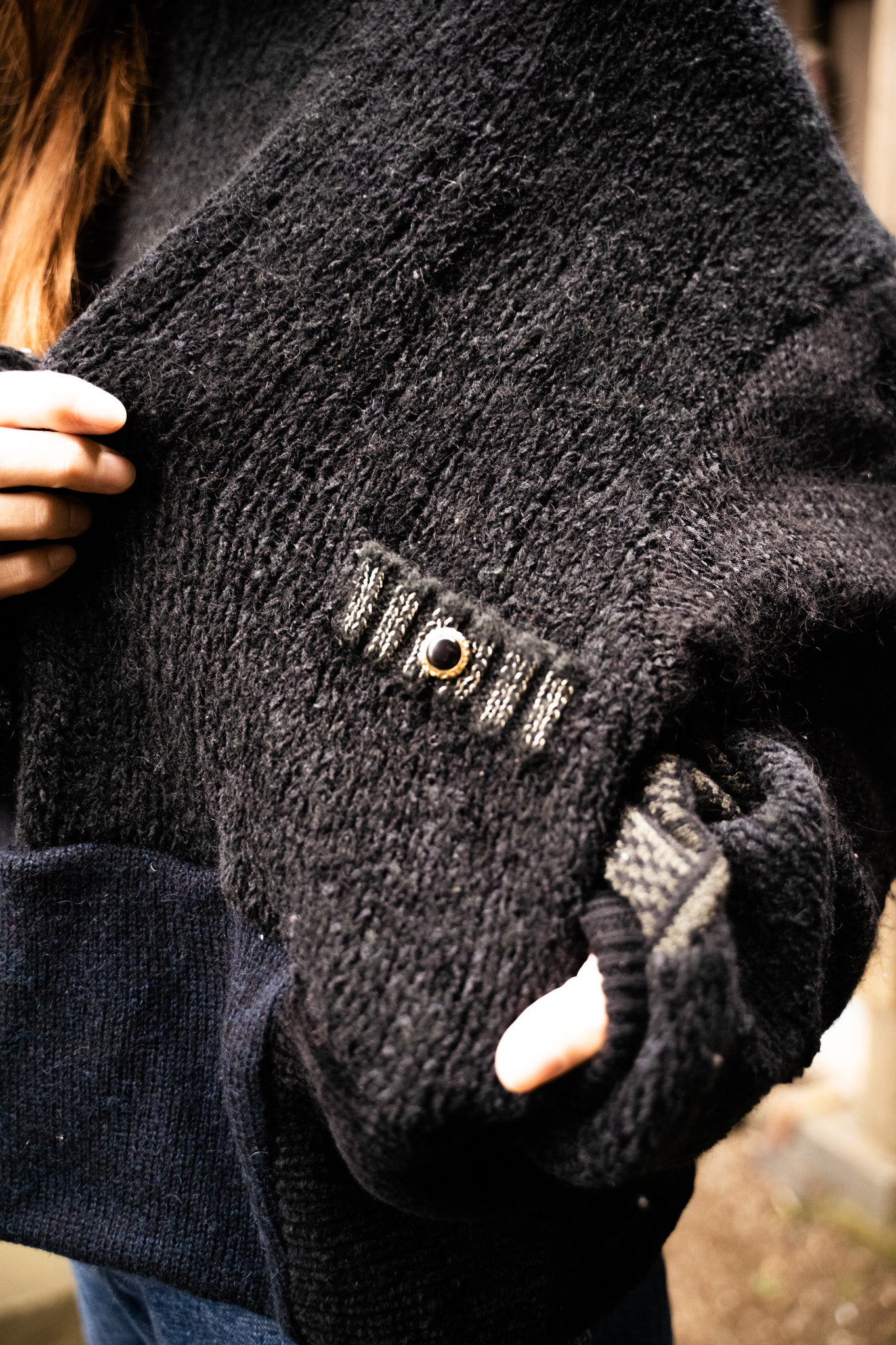 【REMAKEBYK×StyleReborn】Remake Cropped Knit Sweater Black