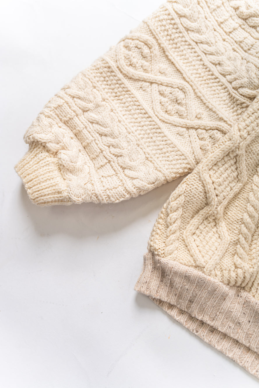 【REMAKEBYK×StyleReborn】Remake Long Fisherman Knit Sweater Ecru×Beige