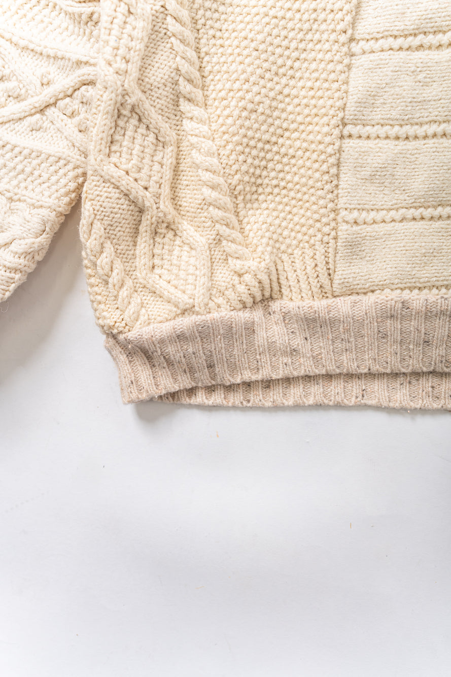 【REMAKEBYK×StyleReborn】Remake Long Fisherman Knit Sweater Ecru×Beige