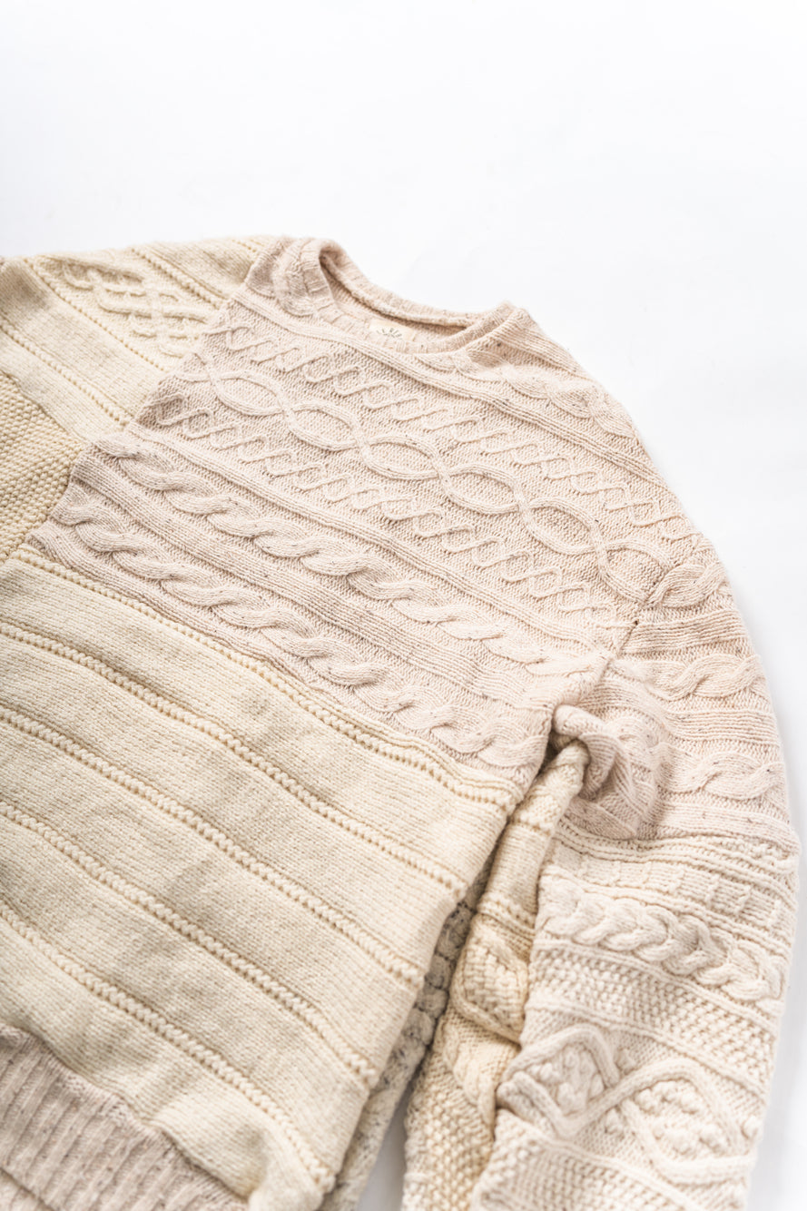 【REMAKEBYK×StyleReborn】Remake Long Fisherman Knit Sweater Ecru×Beige