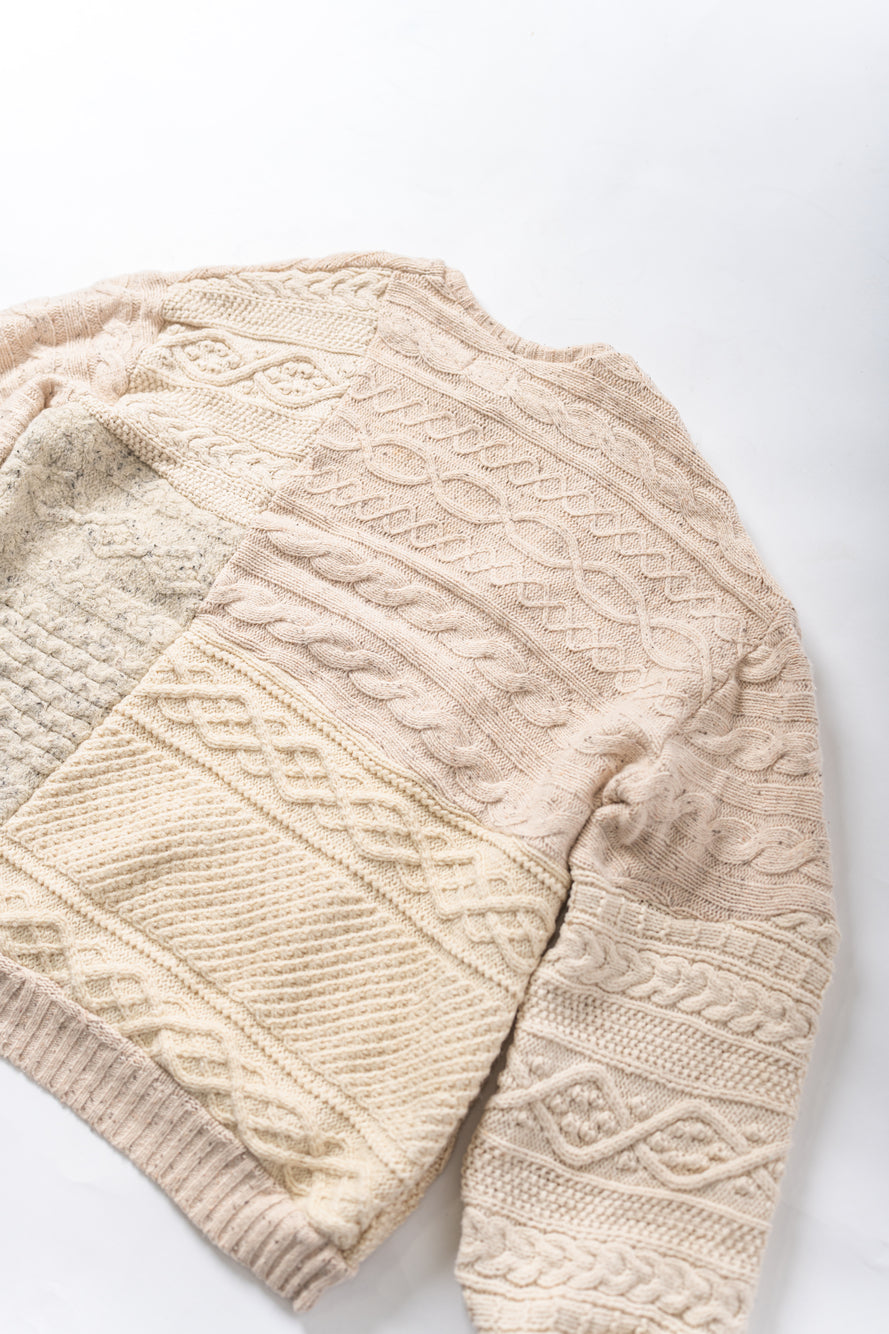 【REMAKEBYK×StyleReborn】Remake Long Fisherman Knit Sweater Ecru×Beige