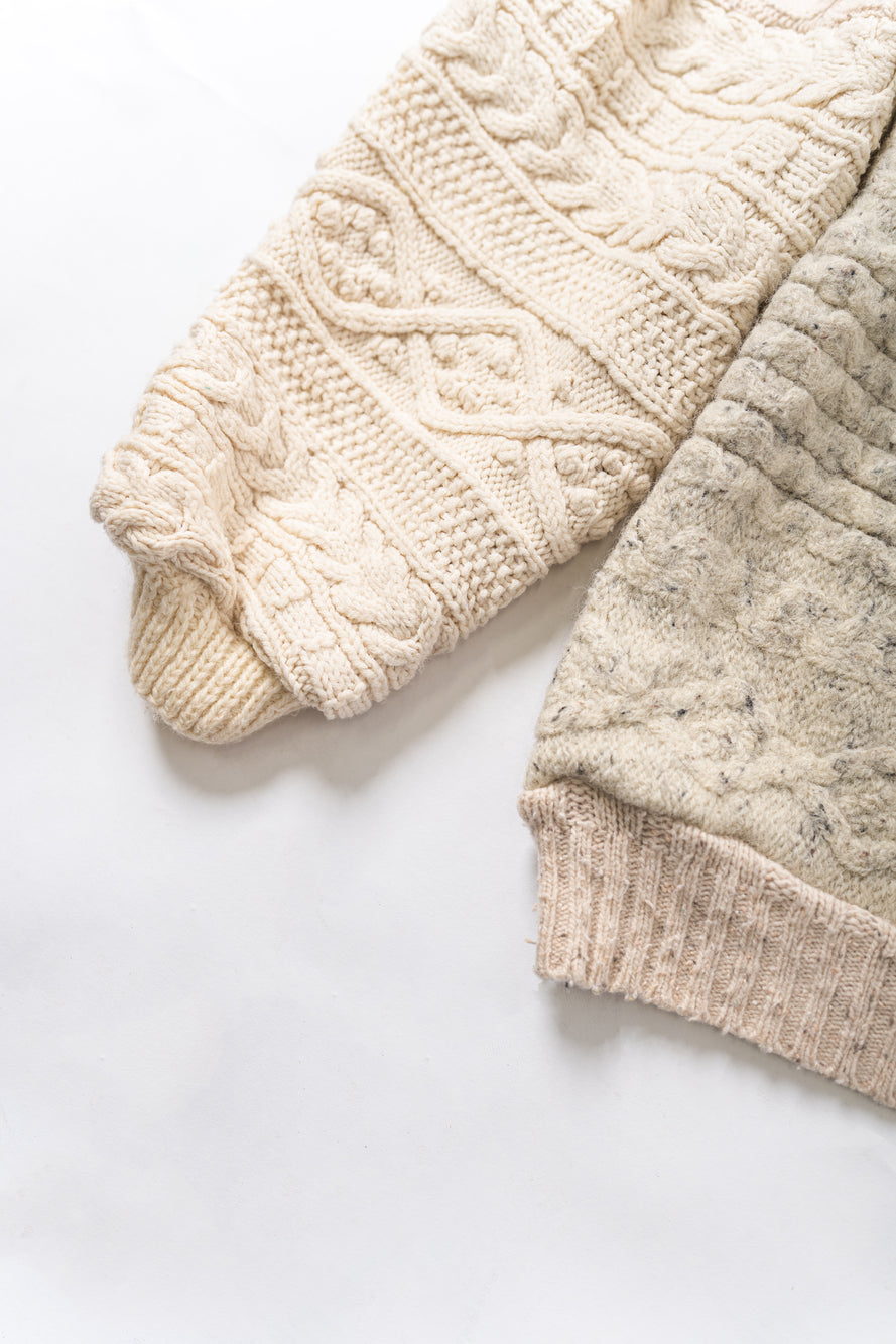 【REMAKEBYK×StyleReborn】Remake Long Fisherman Knit Sweater Ecru×Beige