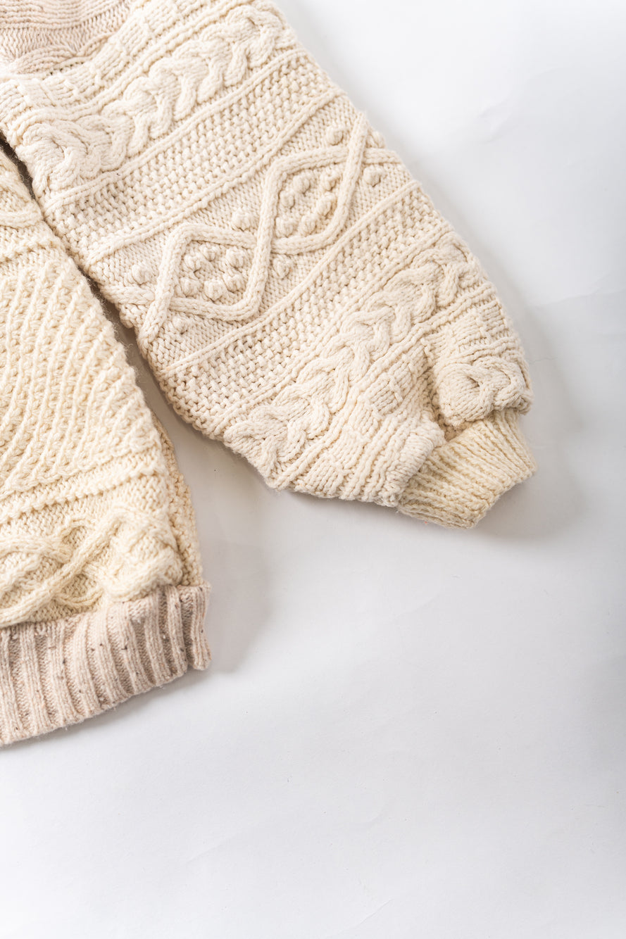 【REMAKEBYK×StyleReborn】Remake Long Fisherman Knit Sweater Ecru×Beige