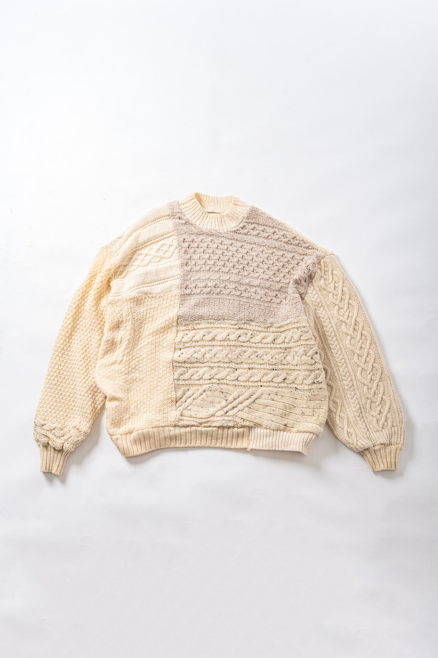 【REMAKEBYK×StyleReborn】Remake Long Fisherman Knit Sweater Ecru×Beige