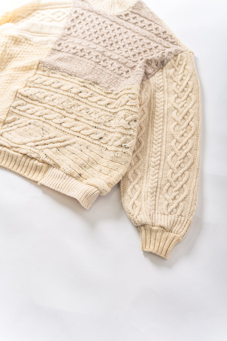 【REMAKEBYK×StyleReborn】Remake Long Fisherman Knit Sweater Ecru×Beige