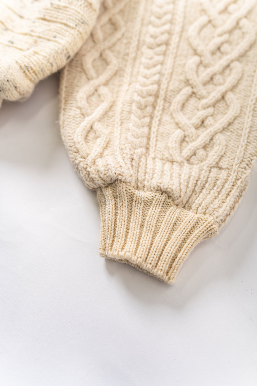 【REMAKEBYK×StyleReborn】Remake Long Fisherman Knit Sweater Ecru×Beige