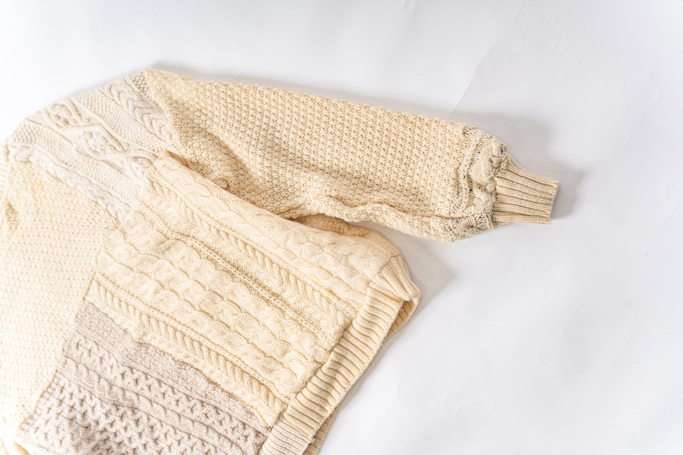 【REMAKEBYK×StyleReborn】Remake Long Fisherman Knit Sweater Ecru×Beige