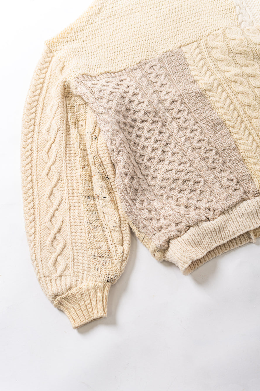 【REMAKEBYK×StyleReborn】Remake Long Fisherman Knit Sweater Ecru×Beige