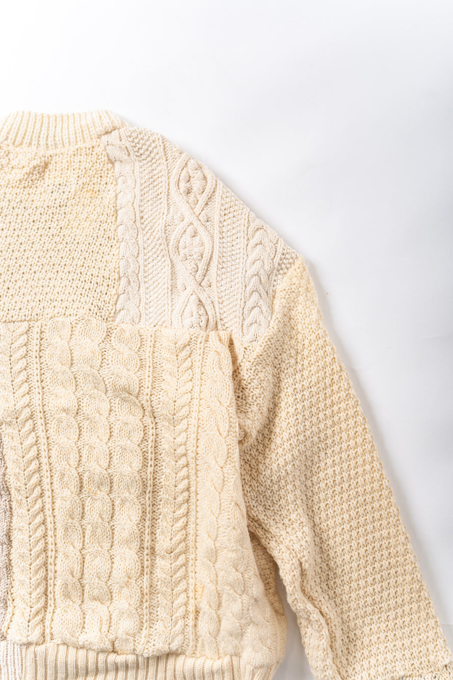 【REMAKEBYK×StyleReborn】Remake Long Fisherman Knit Sweater Ecru×Beige