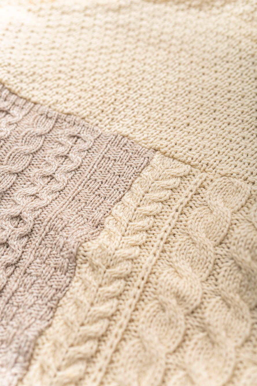 【REMAKEBYK×StyleReborn】Remake Long Fisherman Knit Sweater Ecru×Beige