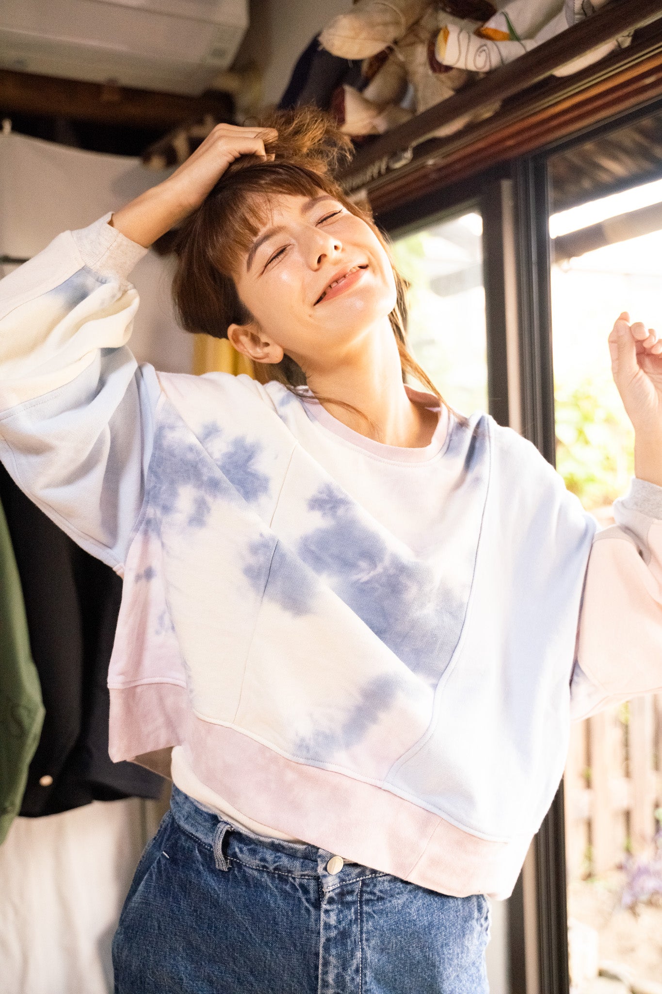 【REMAKEBYK×StyleReborn】Remake Cropped Sweat Pink &Purple Taidai