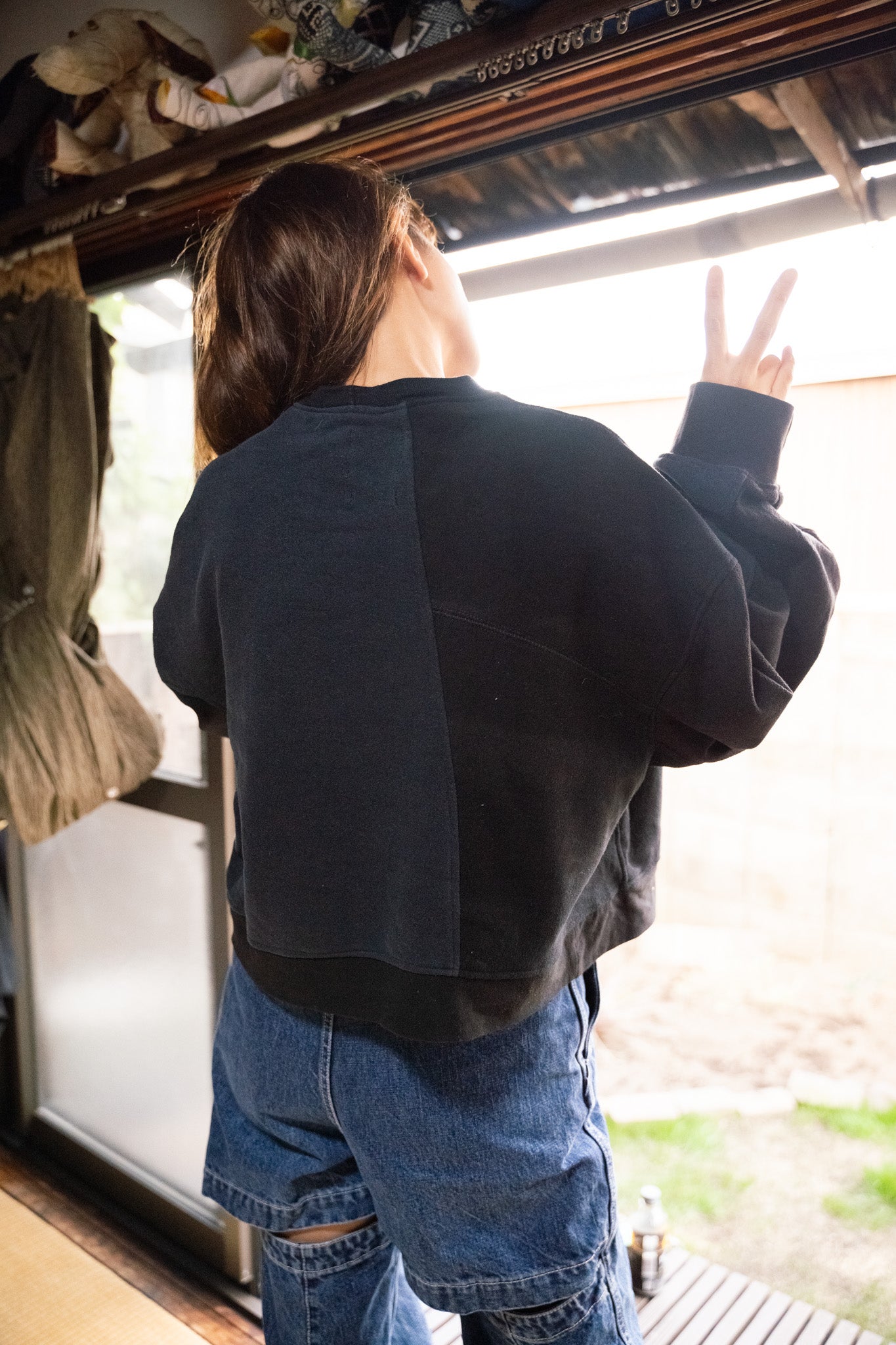 【REMAKEBYK×StyleReborn】Remake Cropped Sweat Black&Navy