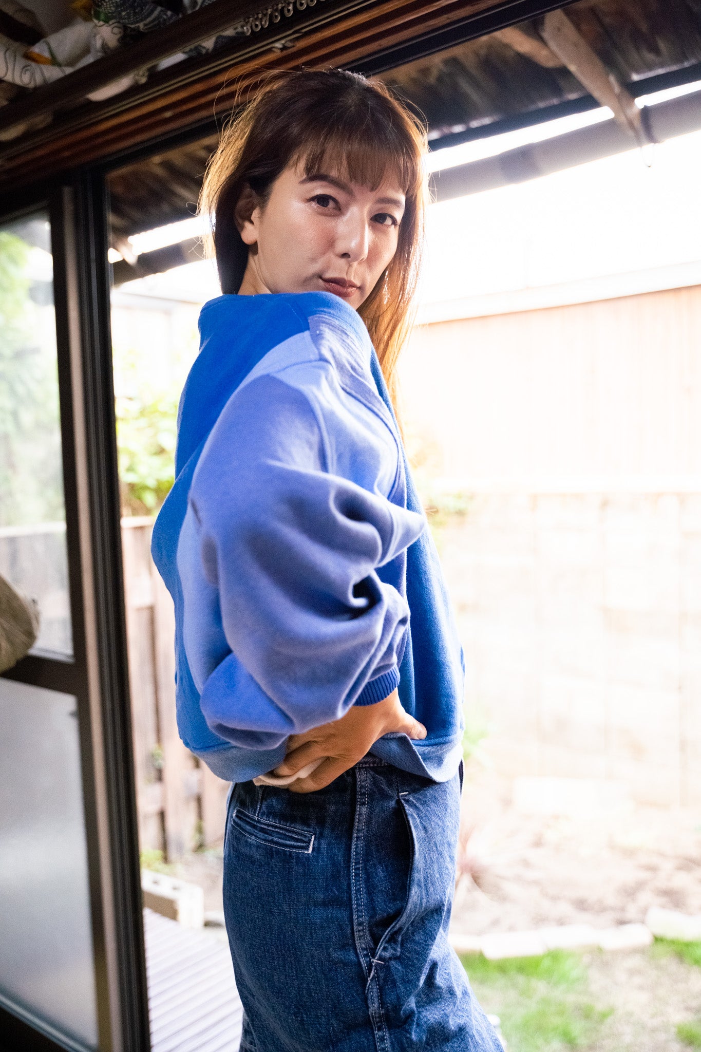 【REMAKEBYK×StyleReborn】Remake Cropped Sweat Blue
