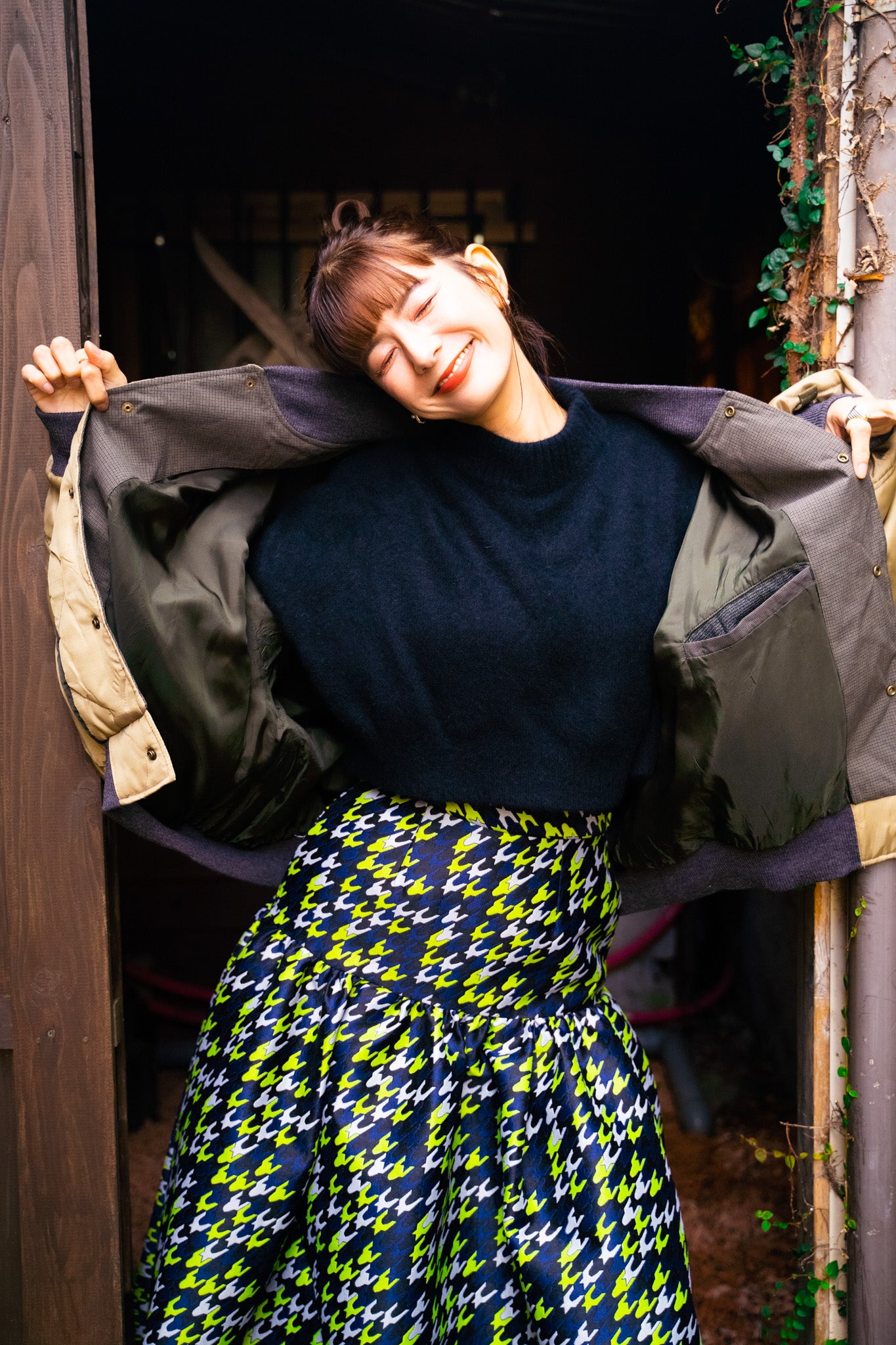 【REMAKEBYK×StyleReborn】Remake Quilting Stadium Jumper Khaki