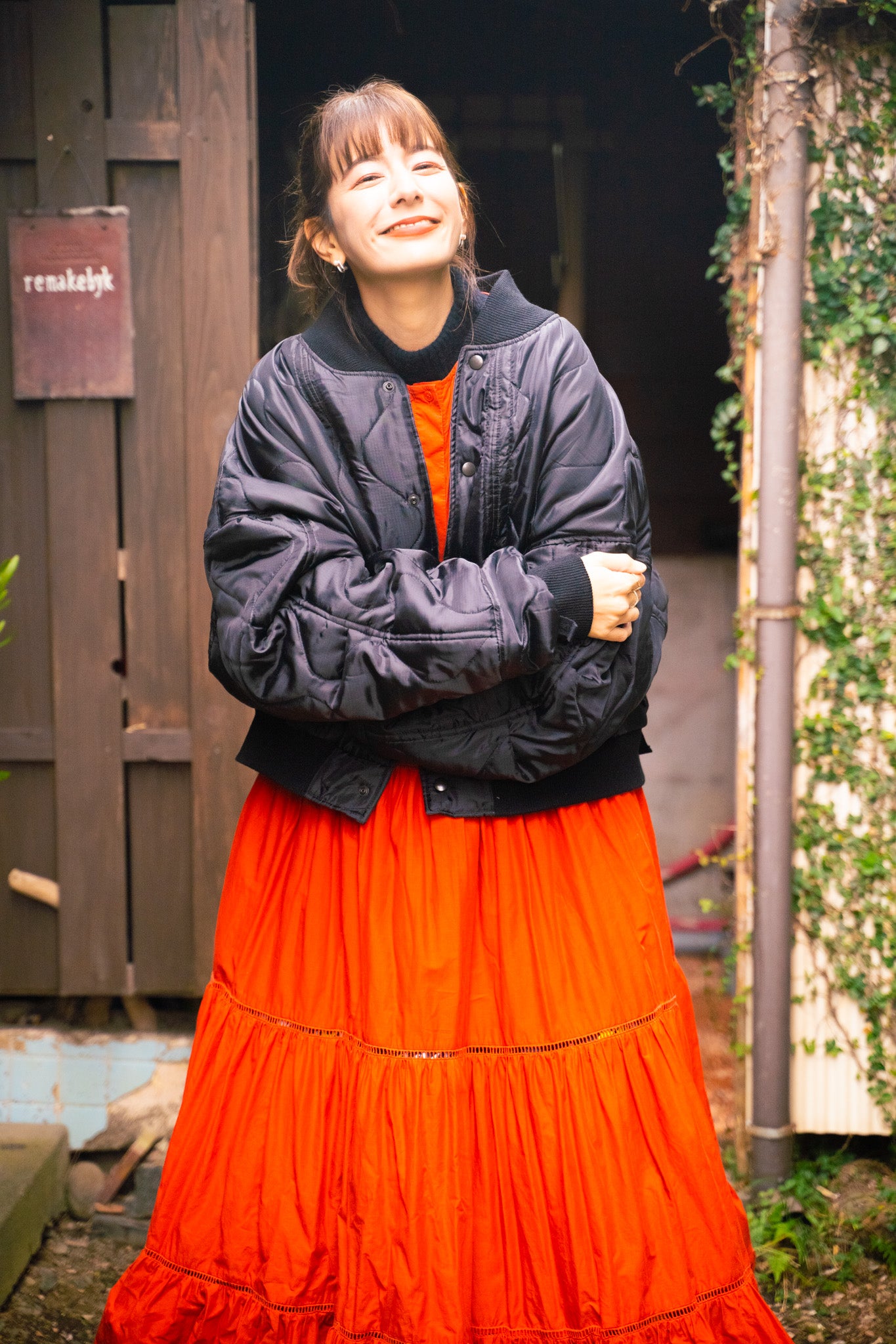 【REMAKEBYK×StyleReborn】Remake Quilting Stadium Jumper Black