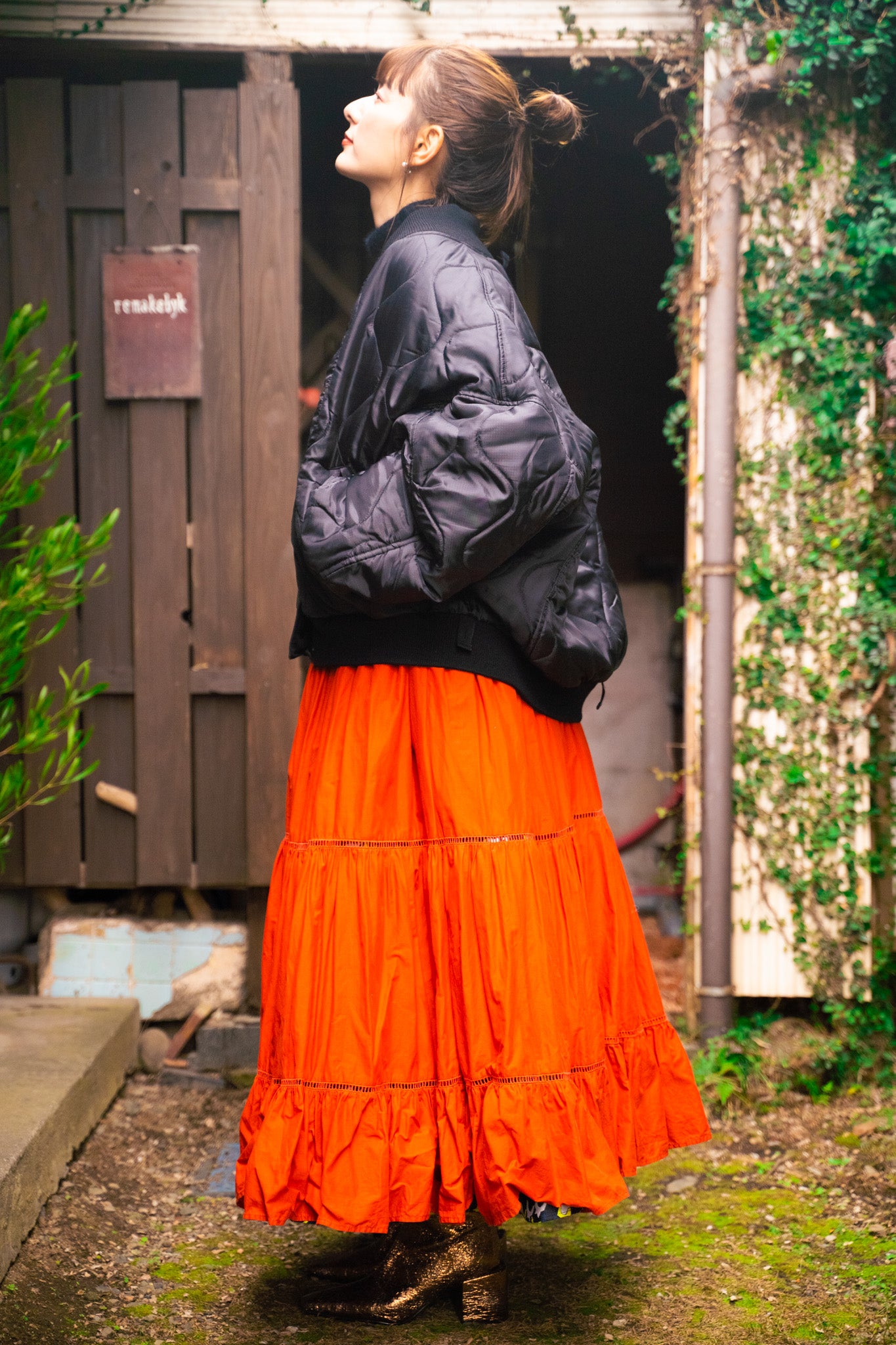 【REMAKEBYK×StyleReborn】Remake Quilting Stadium Jumper Black