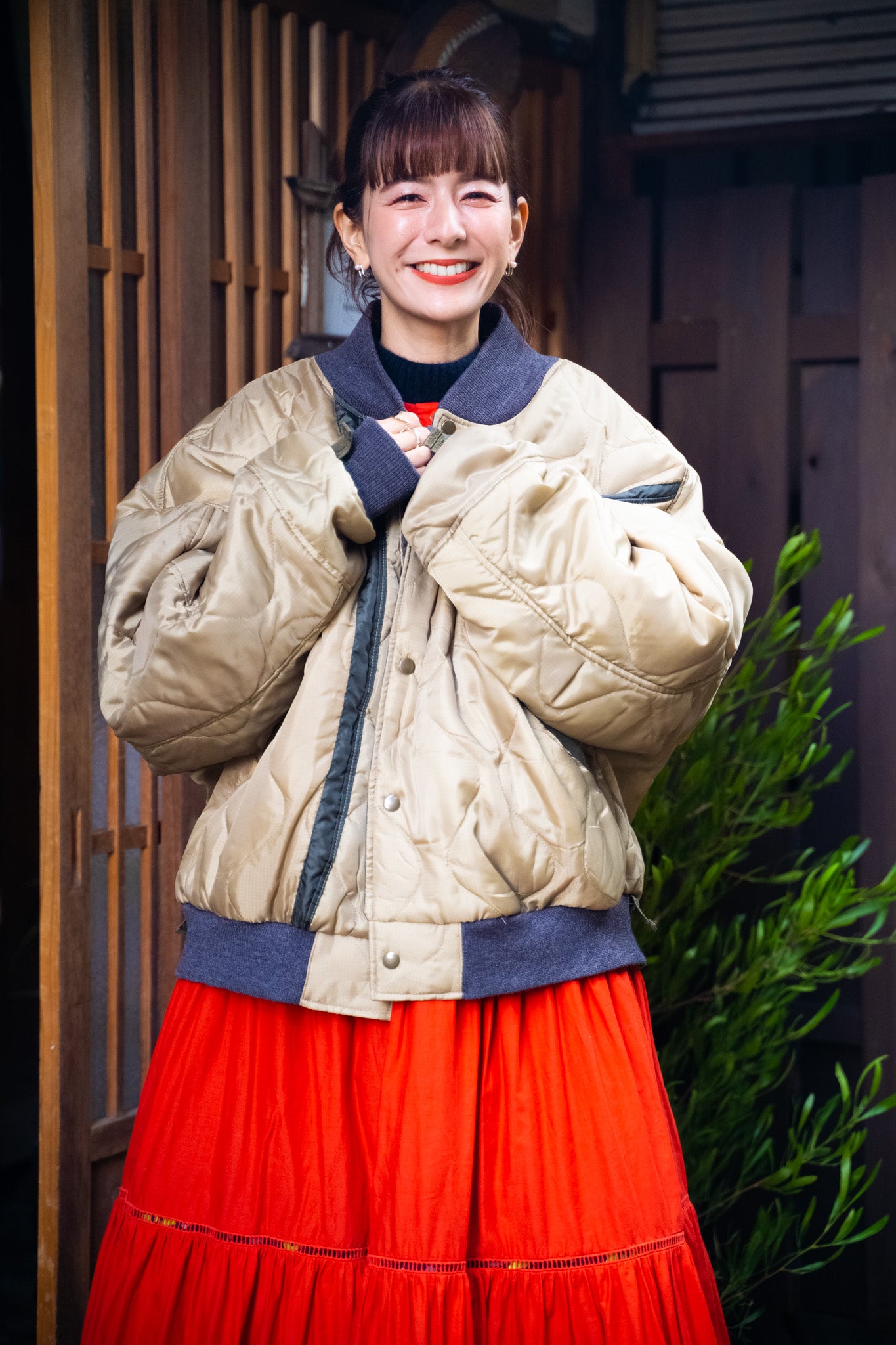 【REMAKEBYK×StyleReborn】Remake Quilting Stadium Jumper Khaki