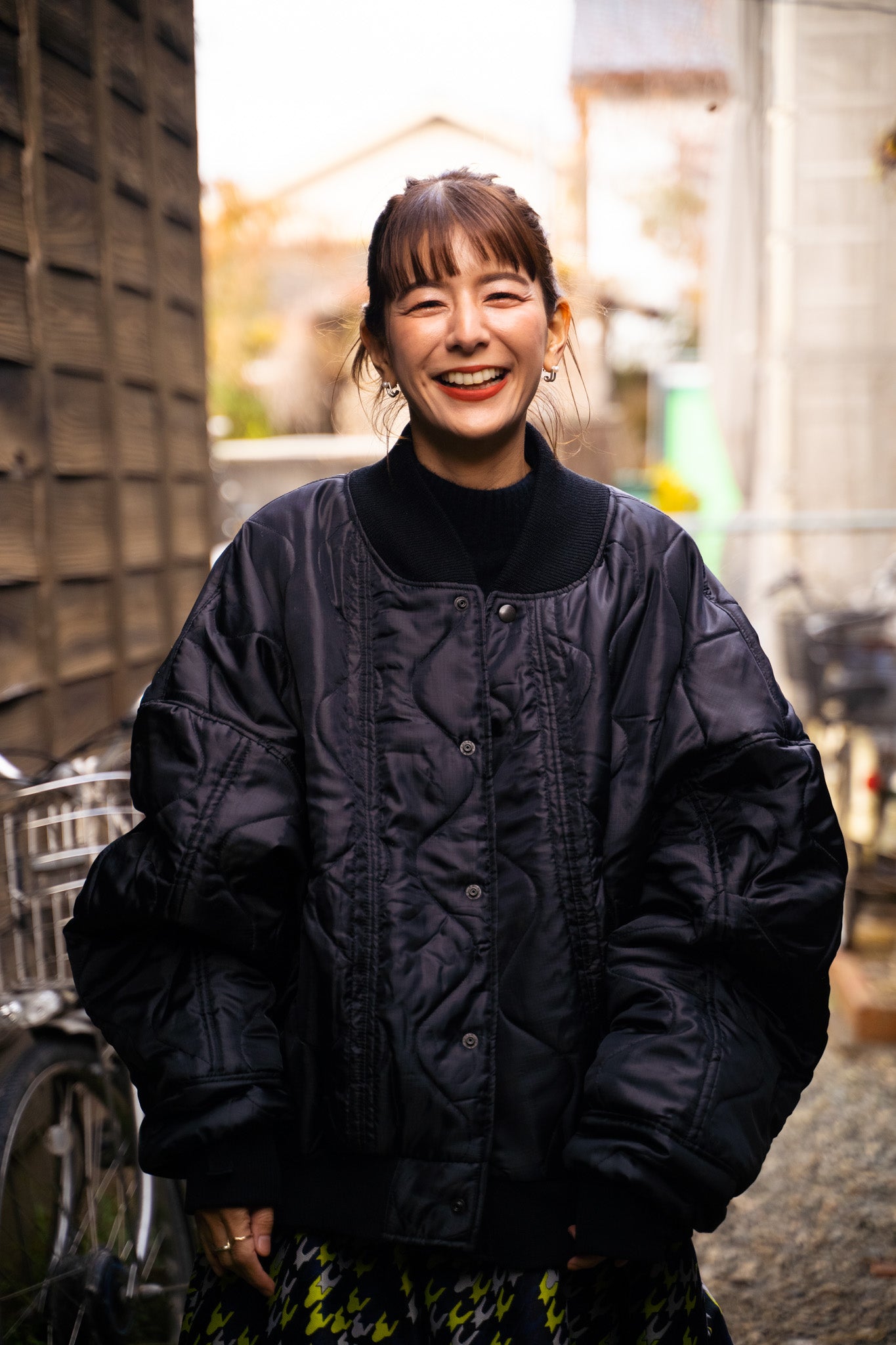 【REMAKEBYK×StyleReborn】Remake Quilting Stadium Jumper Black