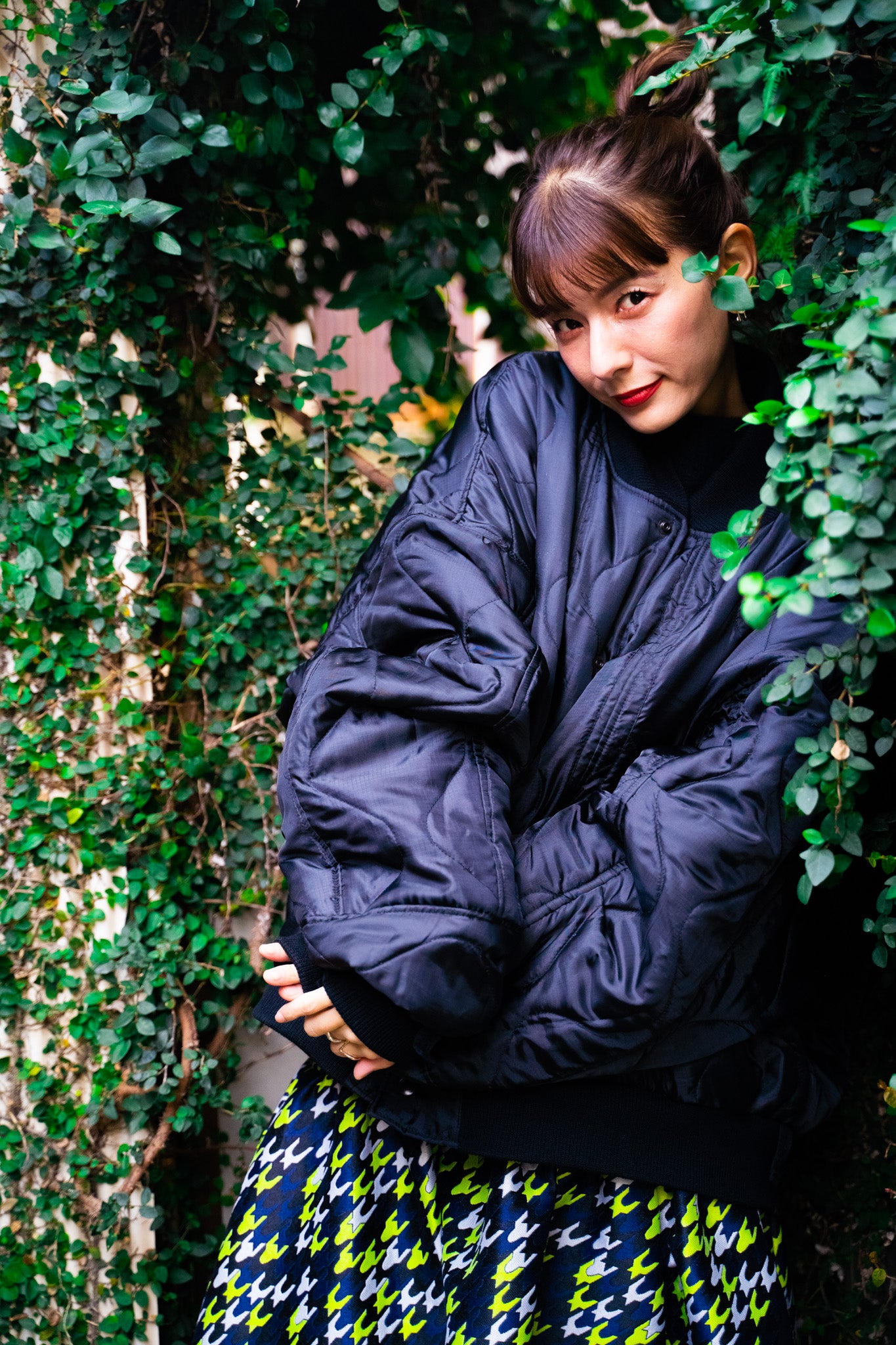 【REMAKEBYK×StyleReborn】Remake Quilting Stadium Jumper Black