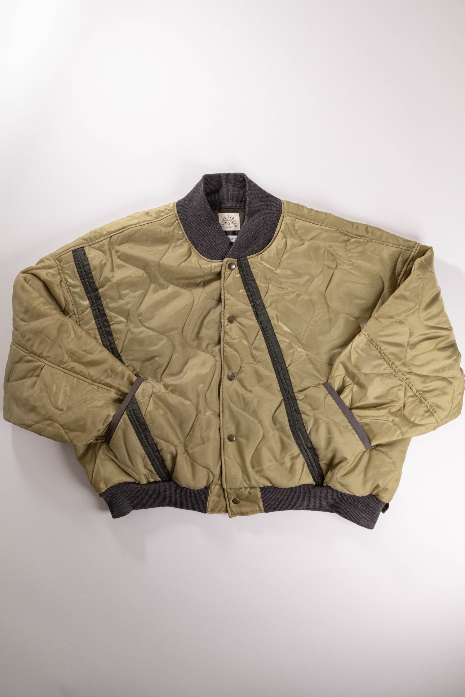 【REMAKEBYK×StyleReborn】Remake Quilting Stadium Jumper Khaki