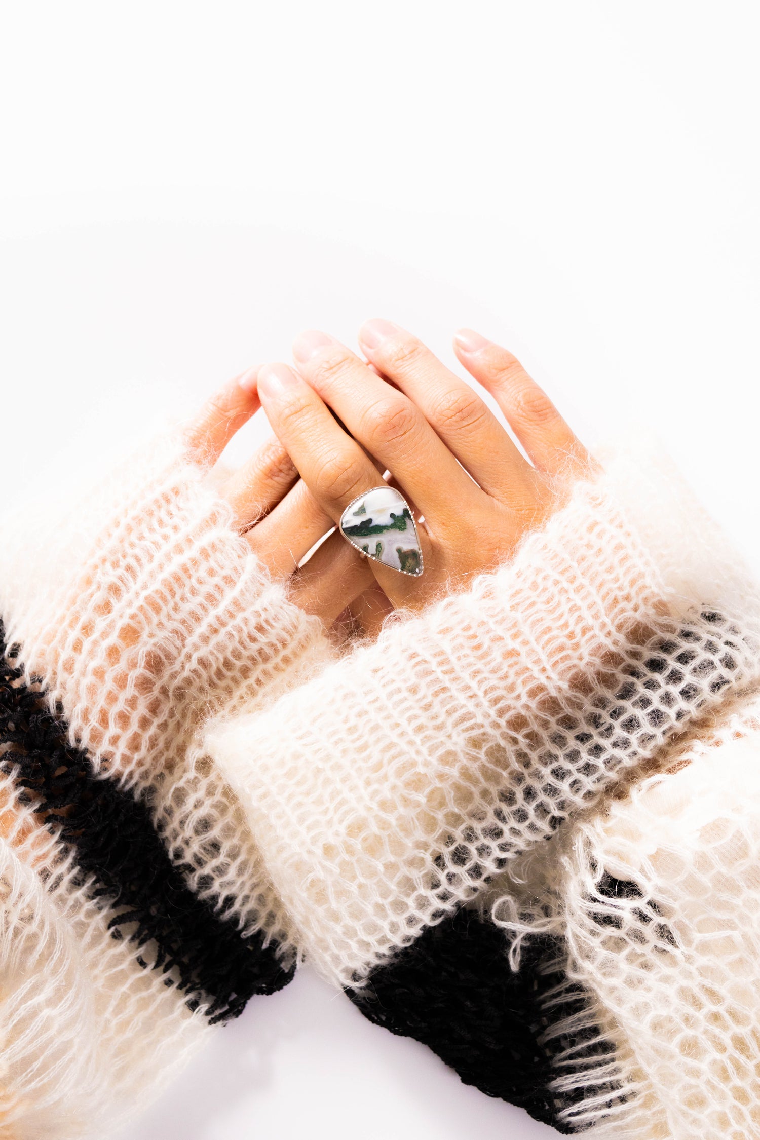 【nanan bijouxxx×StyleReborn】Together Stone Collection Ring Moss Agate