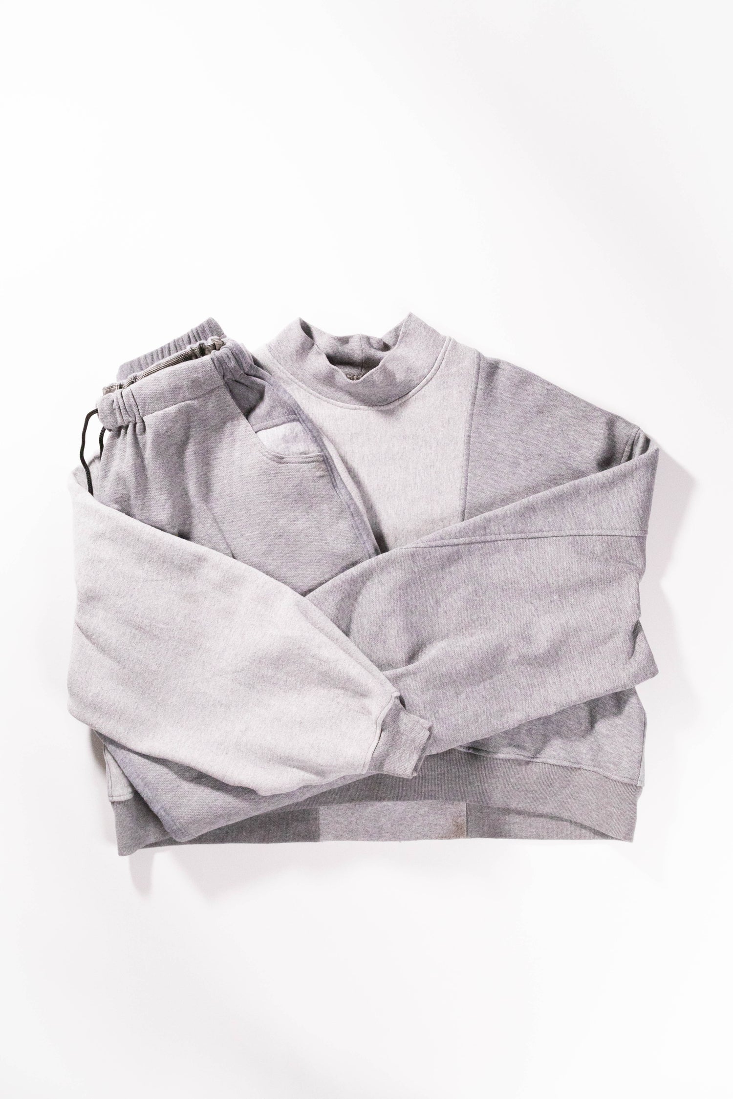 【REMAKEBYK×StyleReborn】Remake Cropped Sweat setup Light Gray