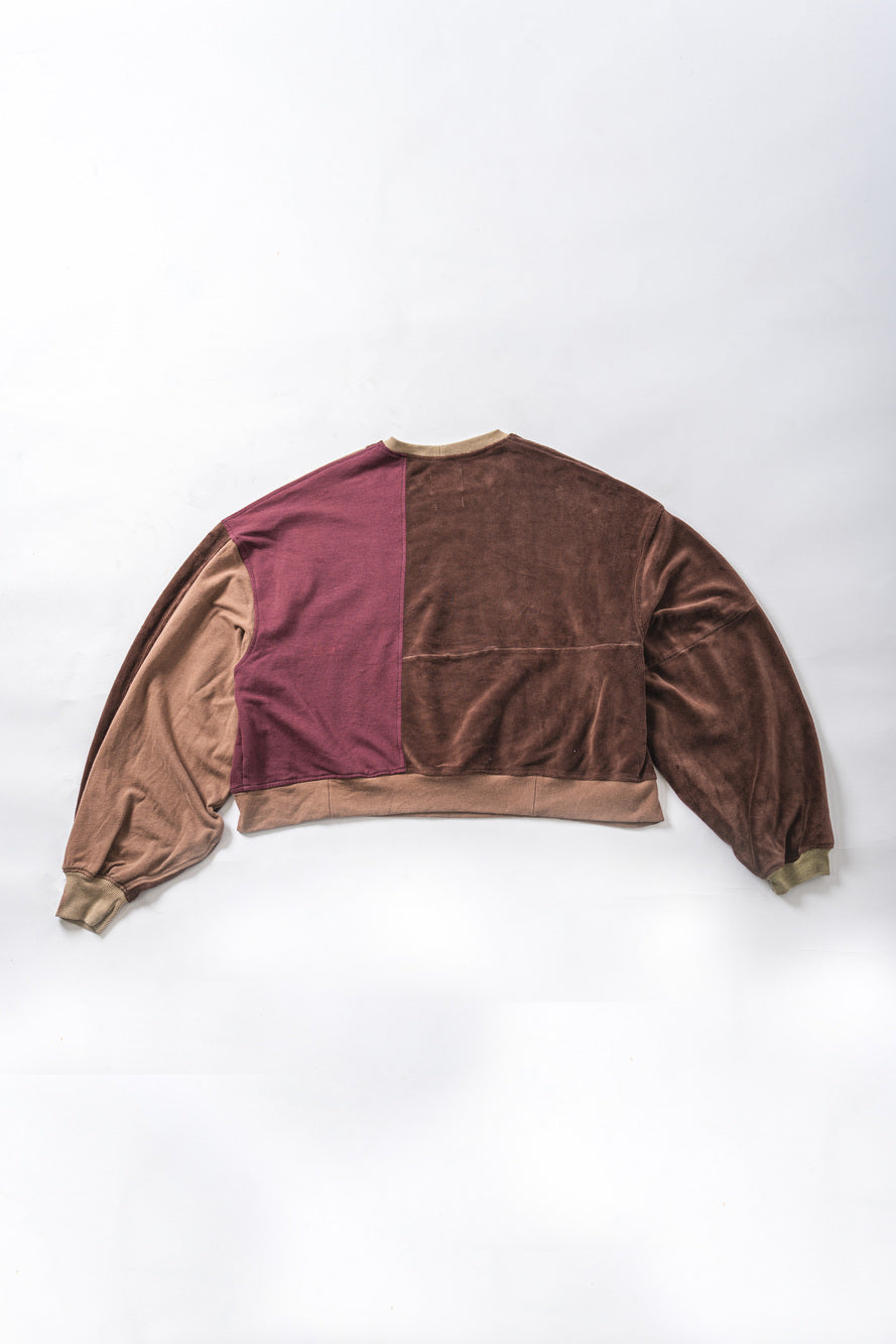 【REMAKEBYK×StyleReborn】Remake Cropped Sweat Brown×Purple