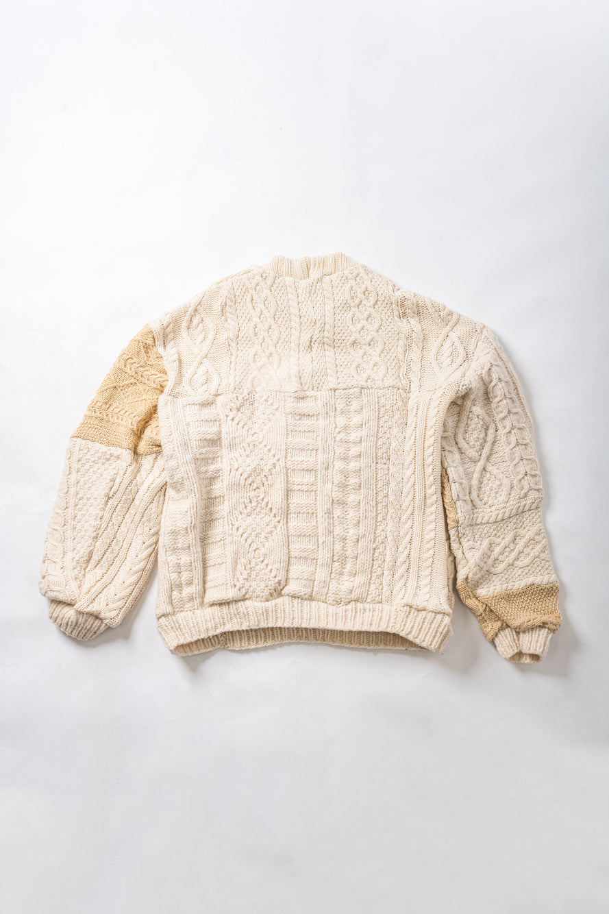 【REMAKEBYK×StyleReborn】Remake Long Fisherman Knit Sweater Ecru×Beige