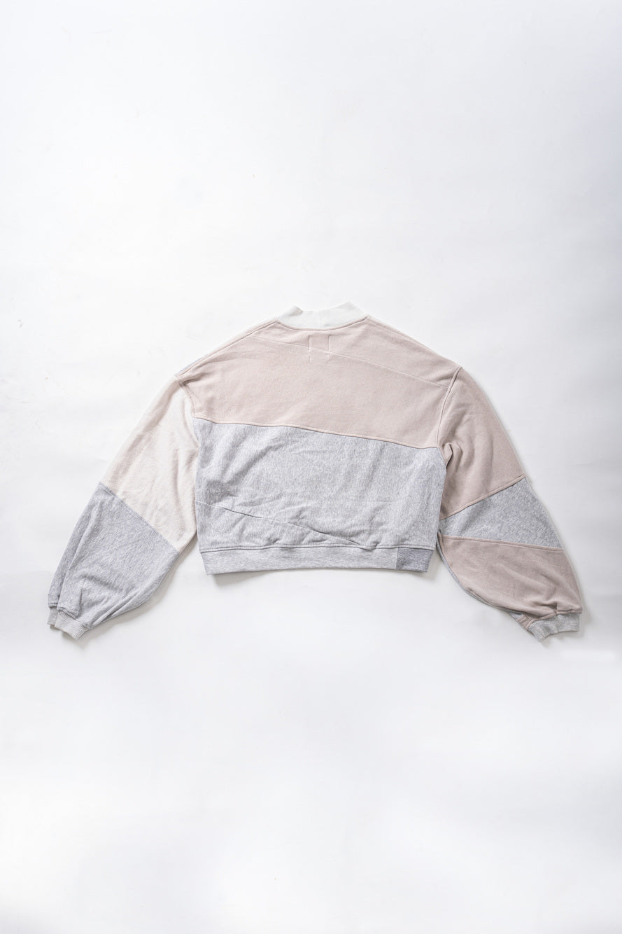 【REMAKEBYK×StyleReborn】Remake Cropped Sweat White×Gray