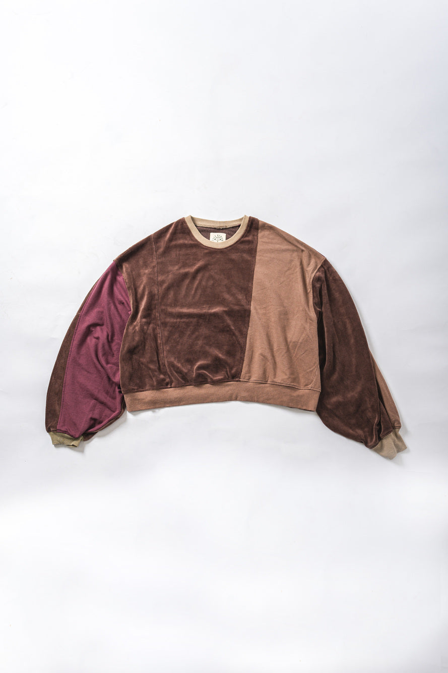 【REMAKEBYK×StyleReborn】Remake Cropped Sweat Brown×Purple