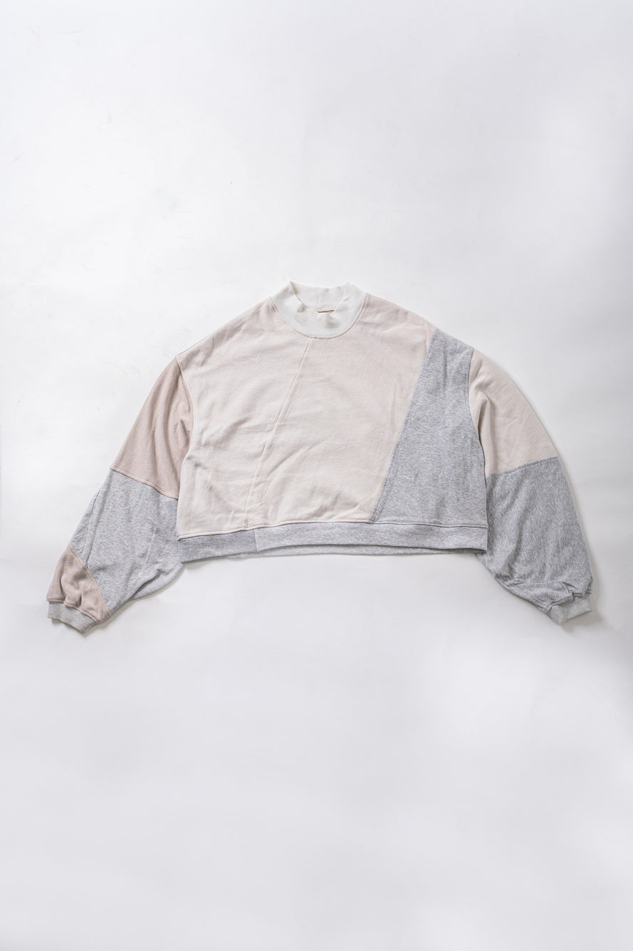 【REMAKEBYK×StyleReborn】Remake Cropped Sweat White×Gray