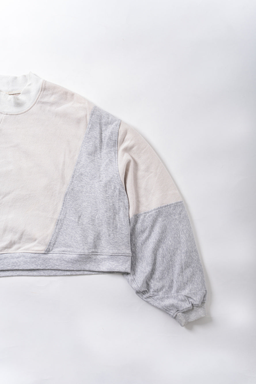 【REMAKEBYK×StyleReborn】Remake Cropped Sweat White×Gray